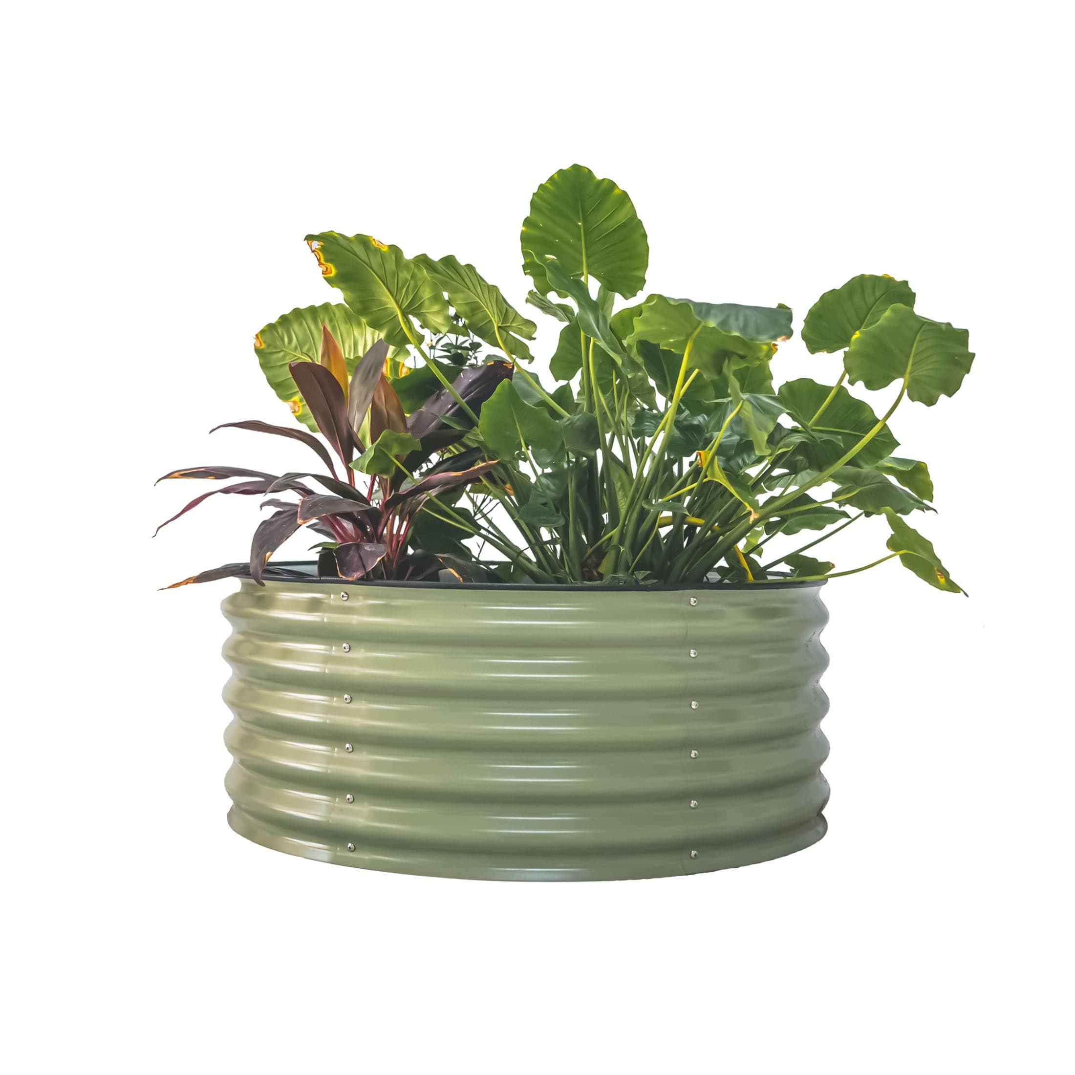 Vego garden 17" Tall 42" Round Raised Garden Bed Metal Raised Bed Planter Box for Vegetables Flowers Patio, Olive Green