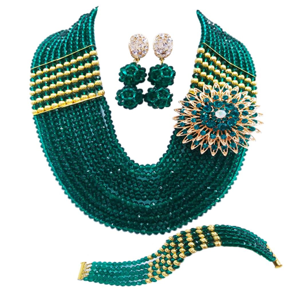 aczuvNigerian Jewelry For Women African Wedding Necklace Set Crystal Beaded Bridal Jewelry Sets