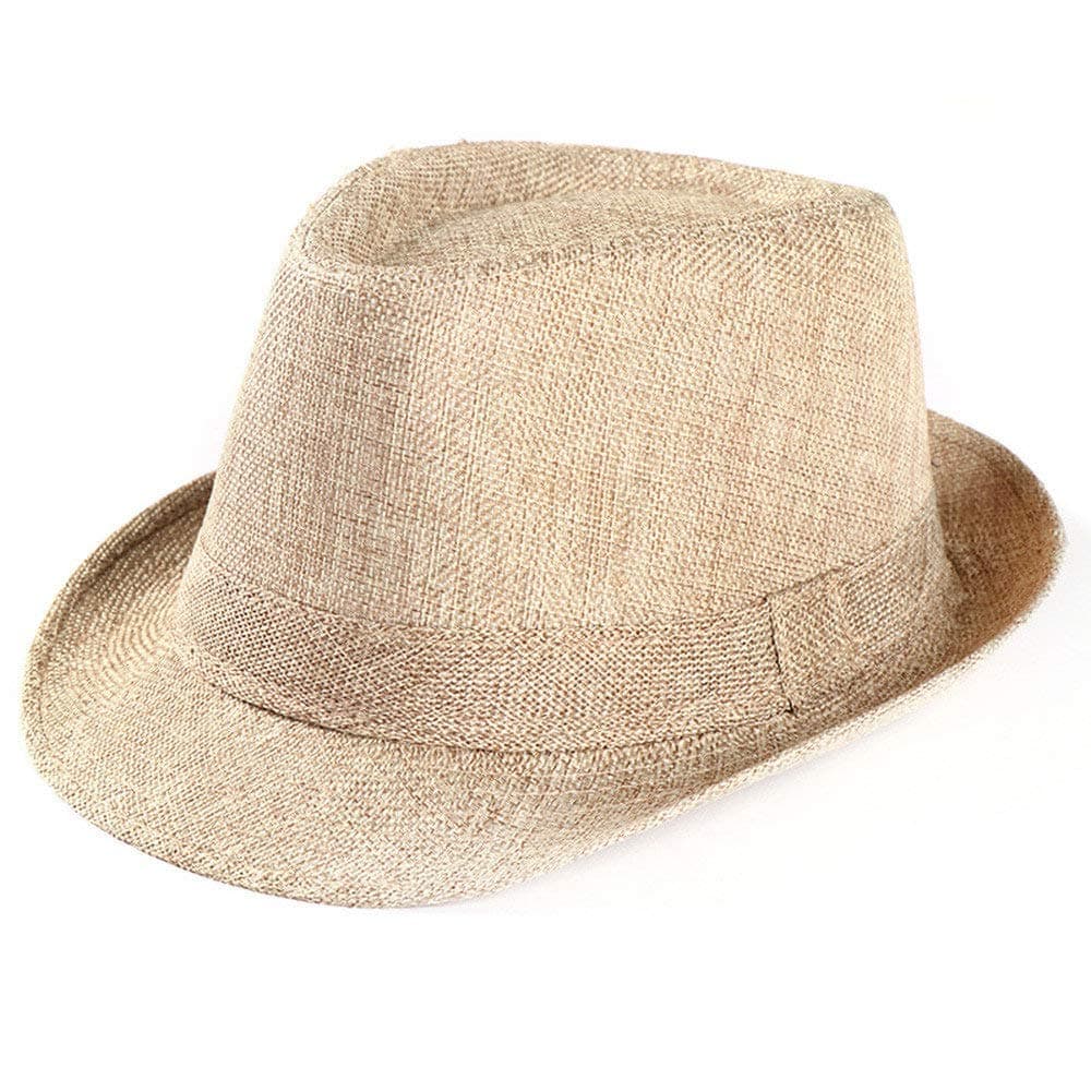Wide Brim Straw Fedora Beach Sun Hat Women or Men Woolen Felt Vintage Short Brim Crushable Jazz Hat UPF50+