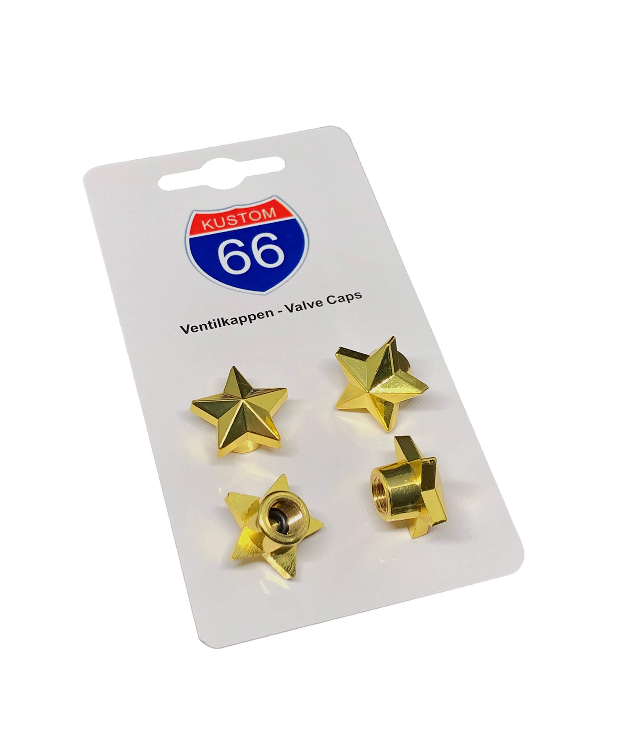 Set of 4 Valve Caps Star Gold for Car and Motorcycle