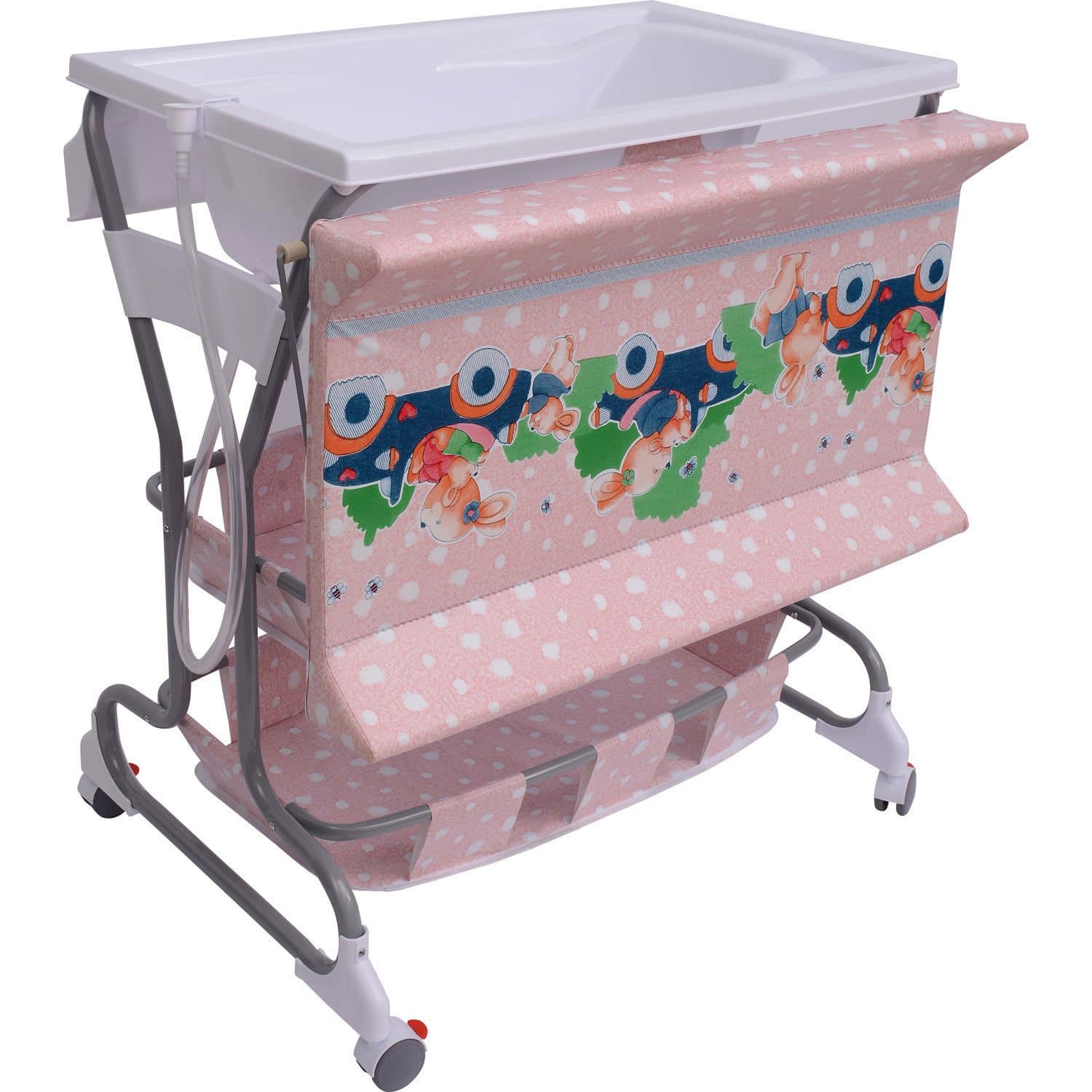 homcom Baby Changing Table Unit Changing Station Storage Trays and Bath with Tub Pink New