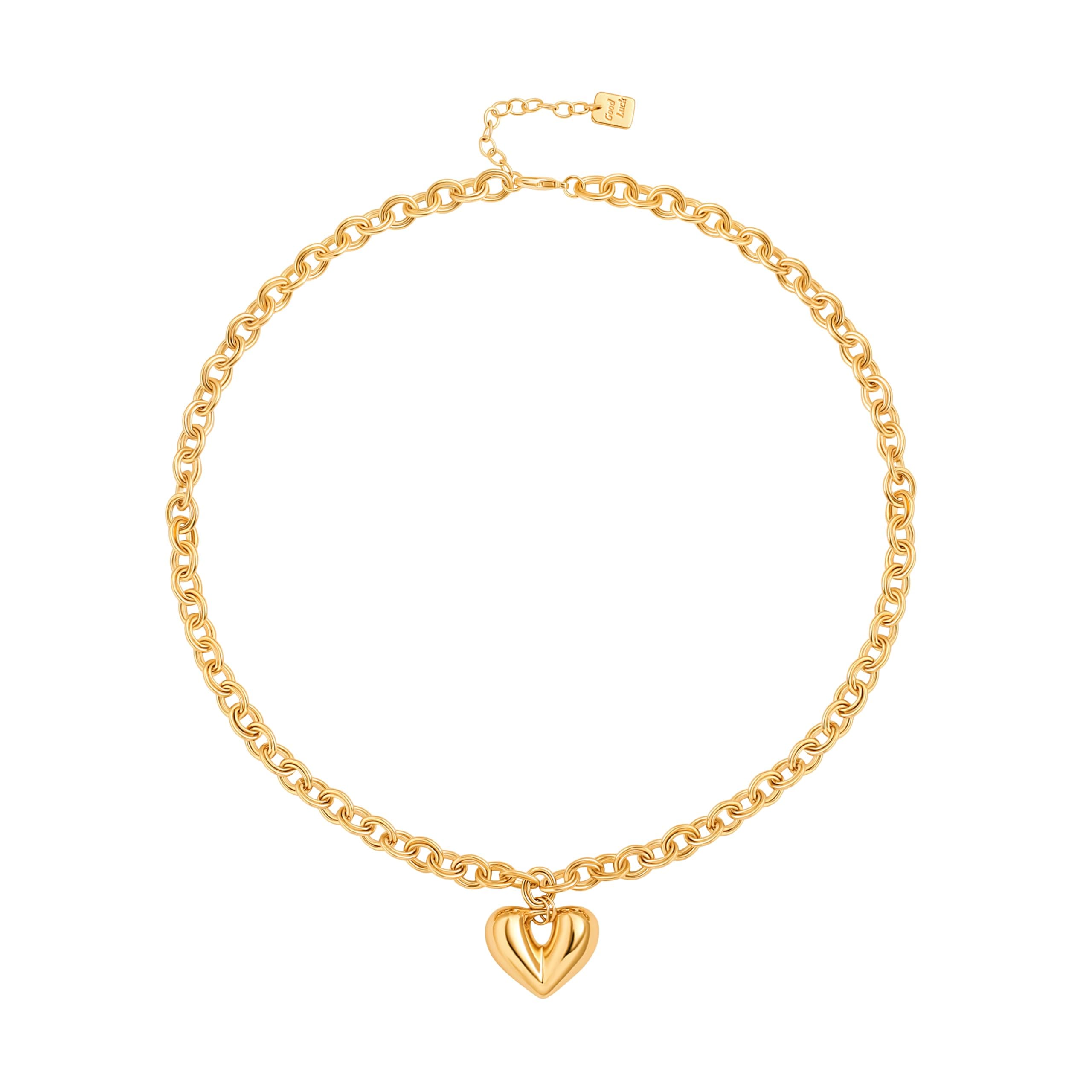 18k Gold Plated Chain Link Necklace for Women, Baroque Pearl/Compass Pendant Necklace