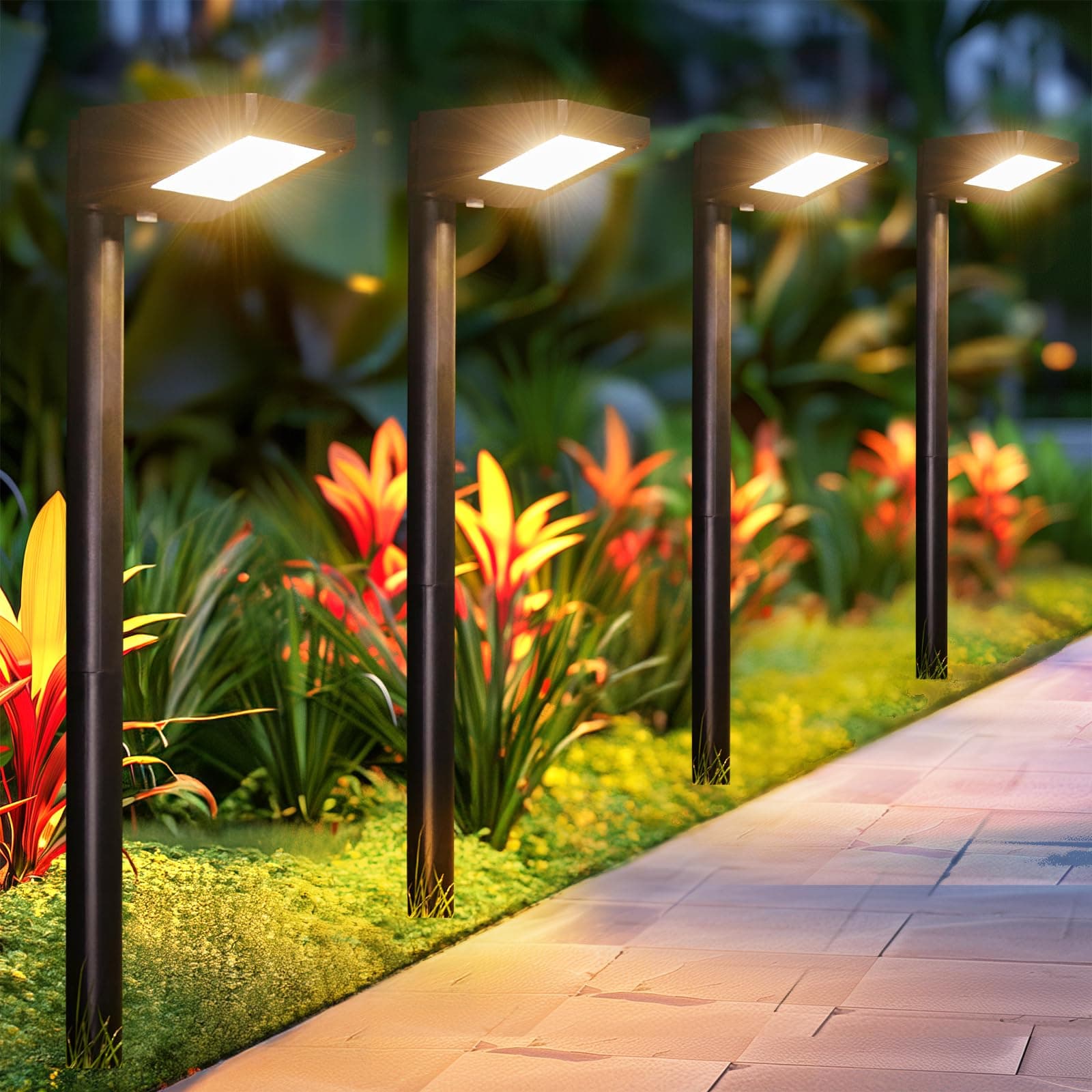 KOOPER Solar Pathway Lights Outdoor, 8Pack 3500K Warm White Solar Powered Outdoor Landscape Path Lights, Upgraded Brighter Outdoor Solar Garden Lights for Outside Yard Lawn Driveway Walkway Decorative