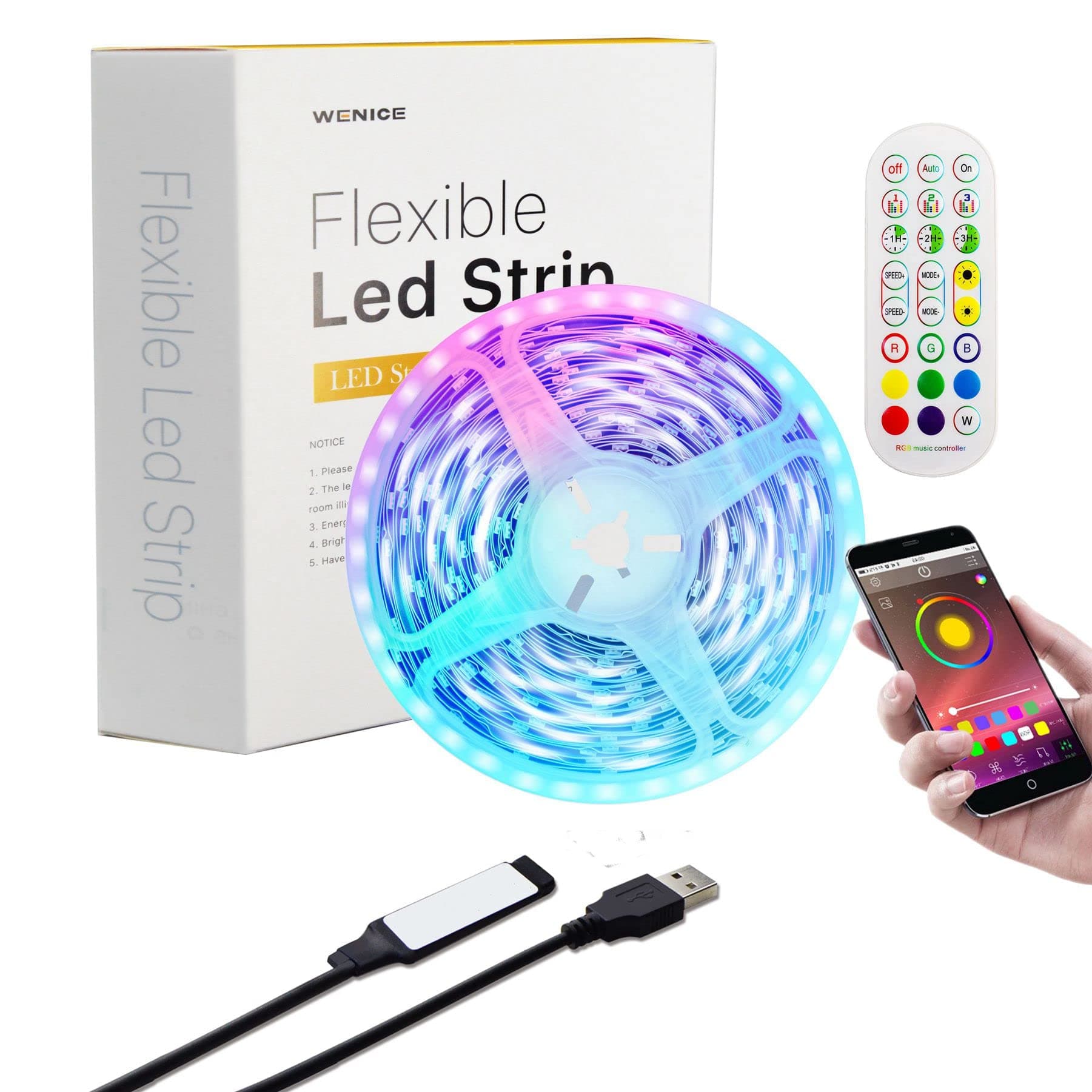 LED Light Strip 18.1ft for TV 65-85inch, USB LED Light with APP and Remote