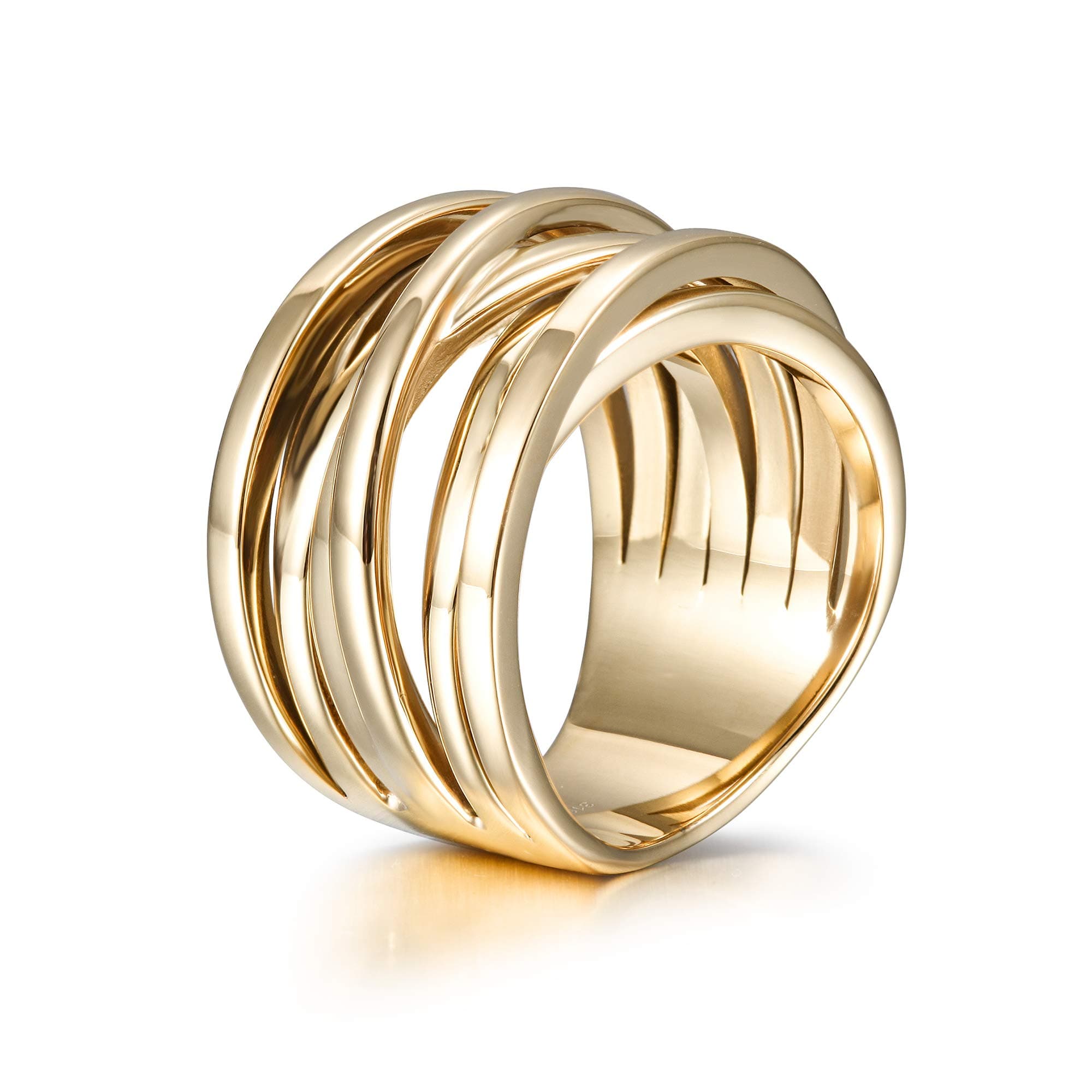 JINBAOYINGGold Rings for Women Girl Statement Fashion Rings Gold Plated Stainless Steel Engagement Promise Knot Love Rings