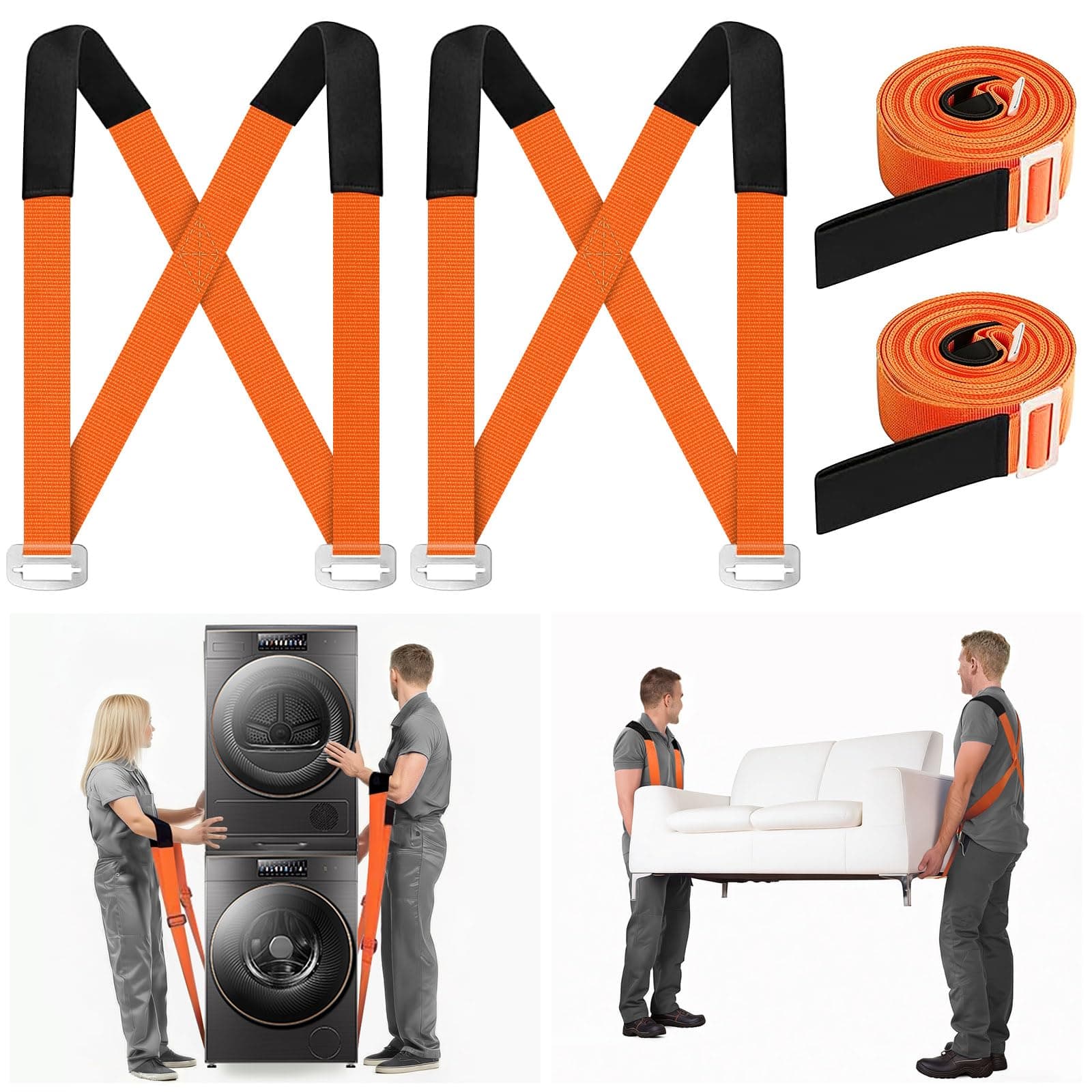 Shoulder Dolly Moving Straps, 2-Person Lifting and Moving System with Thickened Pads, Adjustable Furniture Lifting Straps for Moving Appliances Mattresses Moving Straps for Lifting up to 800lbs