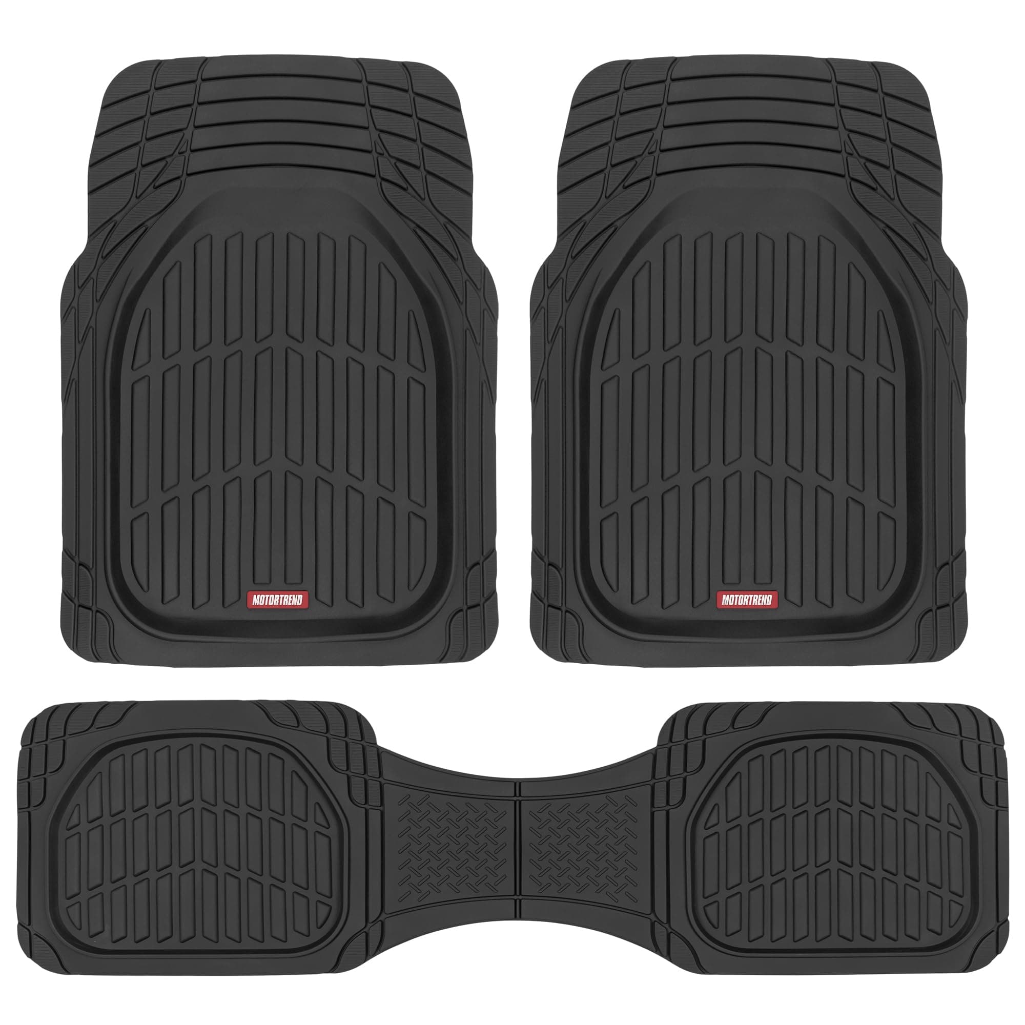Motor Trend MT-923-BK FlexTough Contour Liners-Deep Dish Heavy Duty Rubber Floor Mats Car SUV Truck & Van-All Weather Protection (Black)