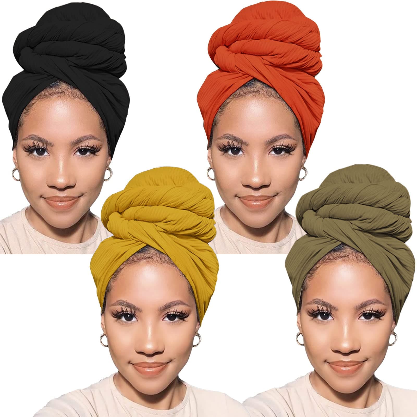 PWEOUKEHead Wraps for Black Women African Head Wrap Lightweight for Women Long Plain Turban Hair Scarf Scarves