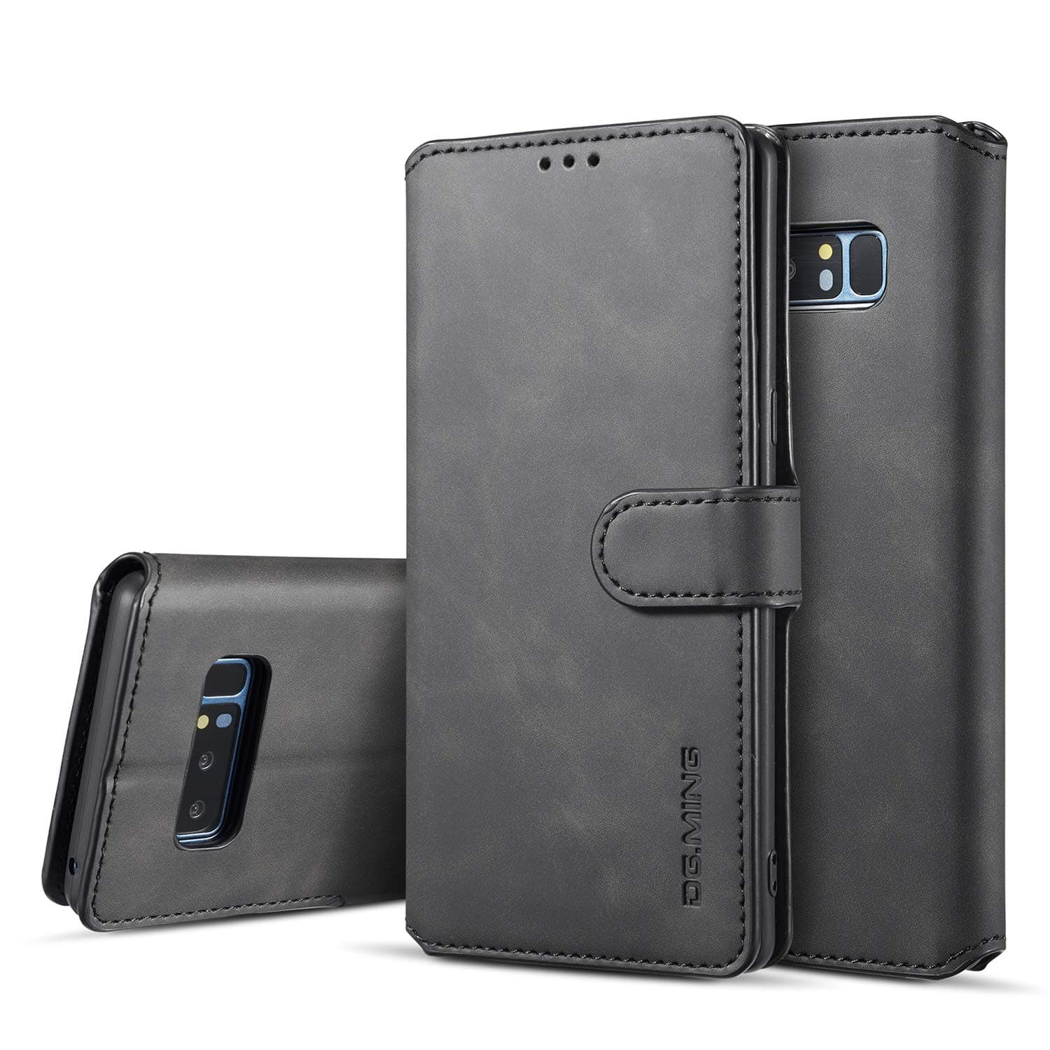 UEEBAI PU Leather Case for Samsung Galaxy Note 8, Vintage Retro Premium Wallet Flip Cover TPU Inner Shell [Card Slots] [Magnetic Closure] Stand Function Folio Shockproof Full Protection - Black