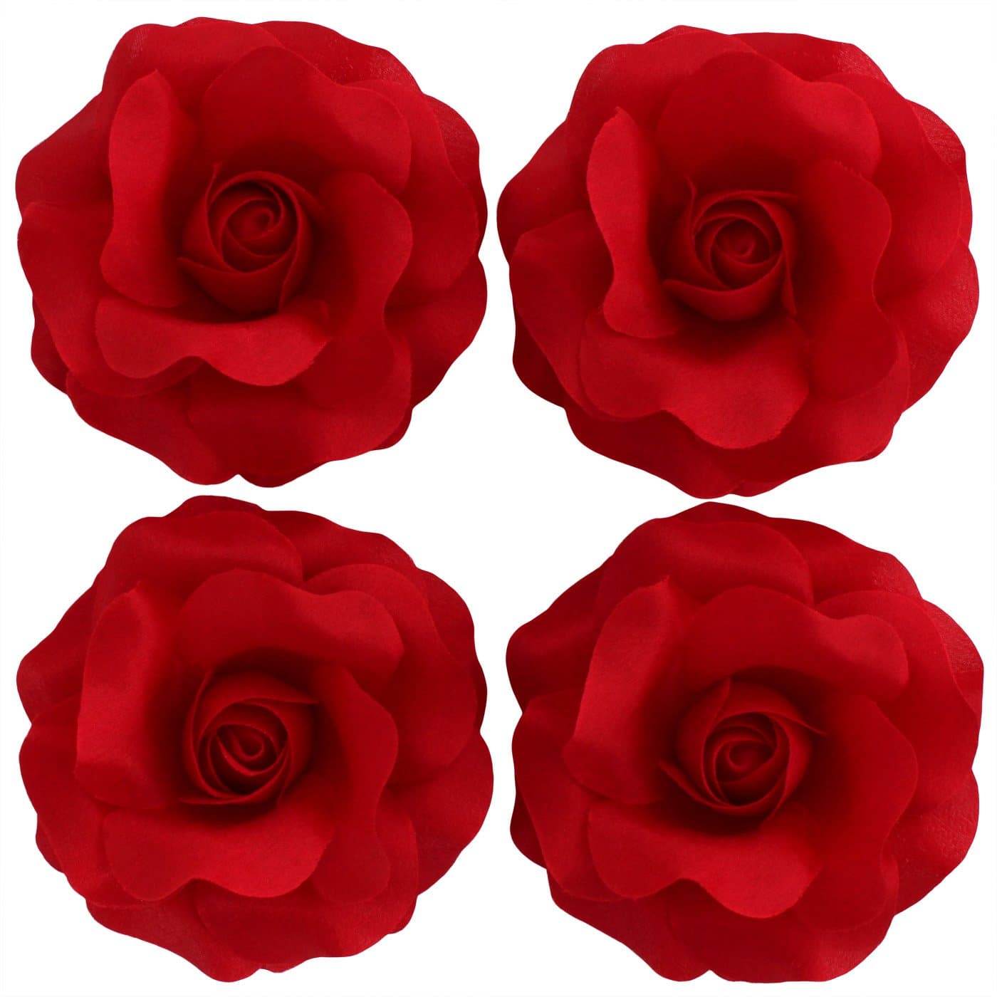 Sara Monica Flower Hair Clip and Brooch Pin. Roses: 4 Pack (Red)