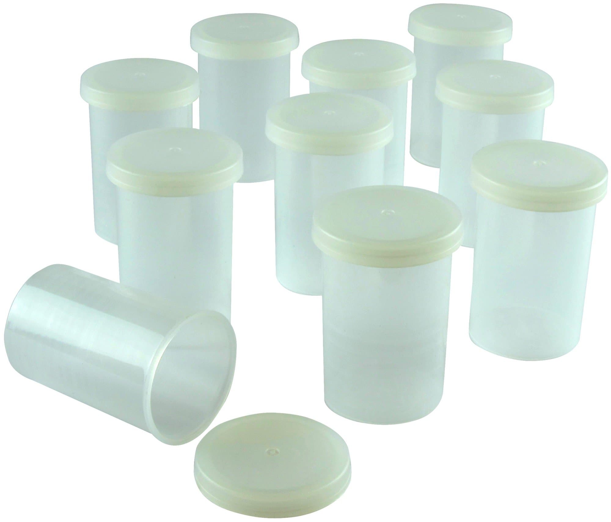 Transparent film canister from sturdy plastic for Geocaching or small items, pack of 100