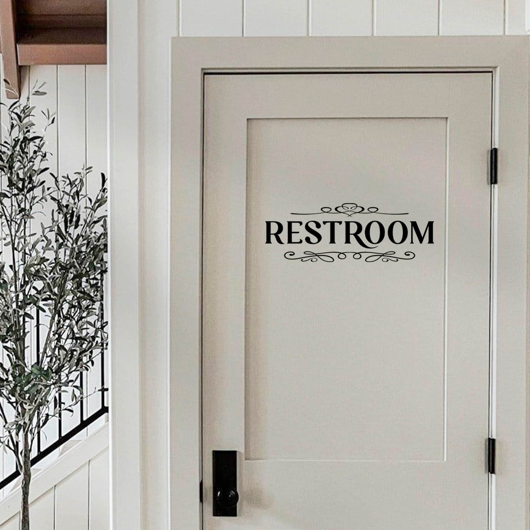 Restroom Vinyl Wall Decal Door Decals Wall Decor, Restroom Room Vinyl Sign Door Decal Wall Stickers, Restroom Sign Door Accessories Wall Sticker Home Decor, Vinyl Decal Wall Art Sticker (14 x 5 Inch)
