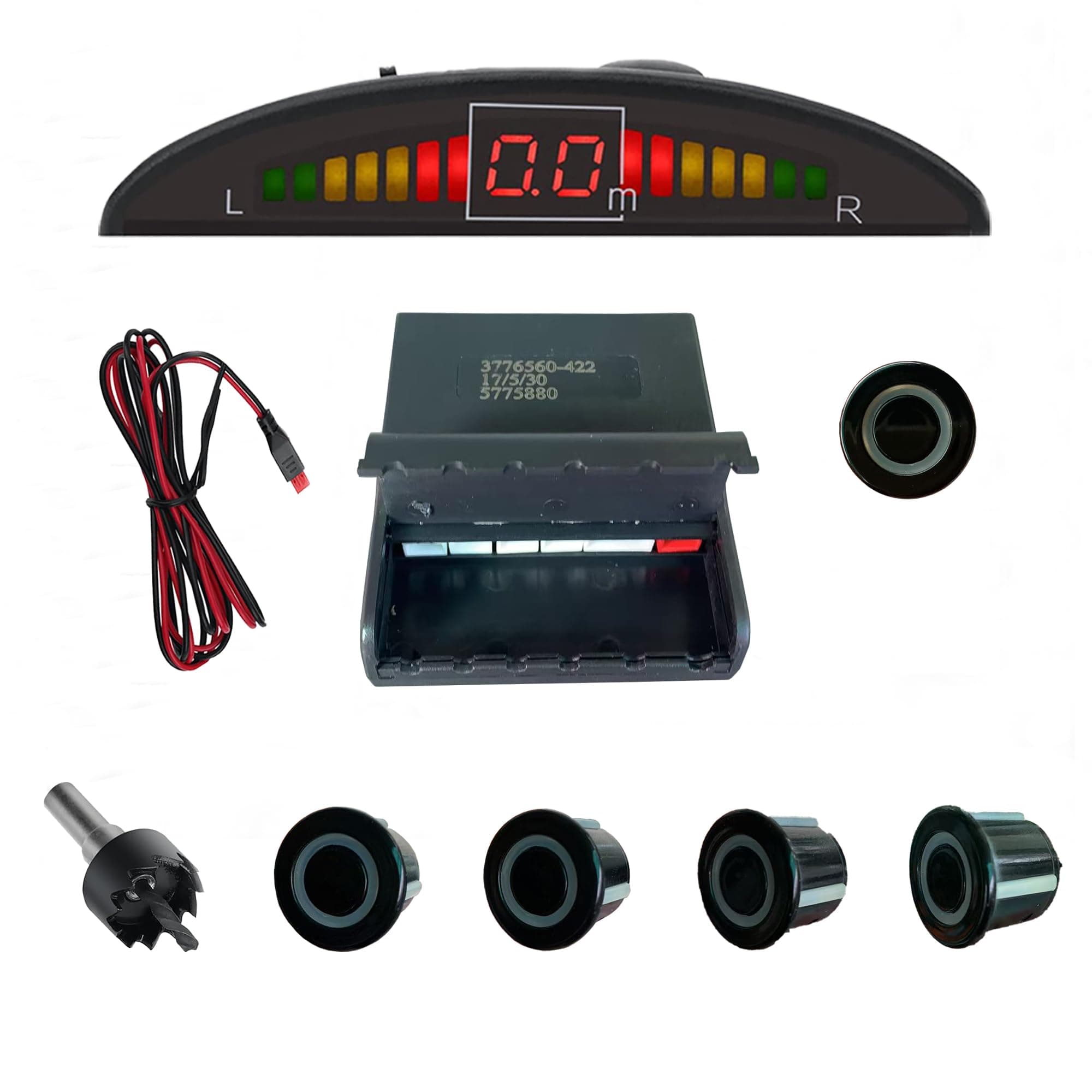 Pickup Truck Backup Radar System - Four 5.95m Sensors for Rear Installation, Compatible with Front Bumper Mounting - Enhance Safety & Visibility(Black)