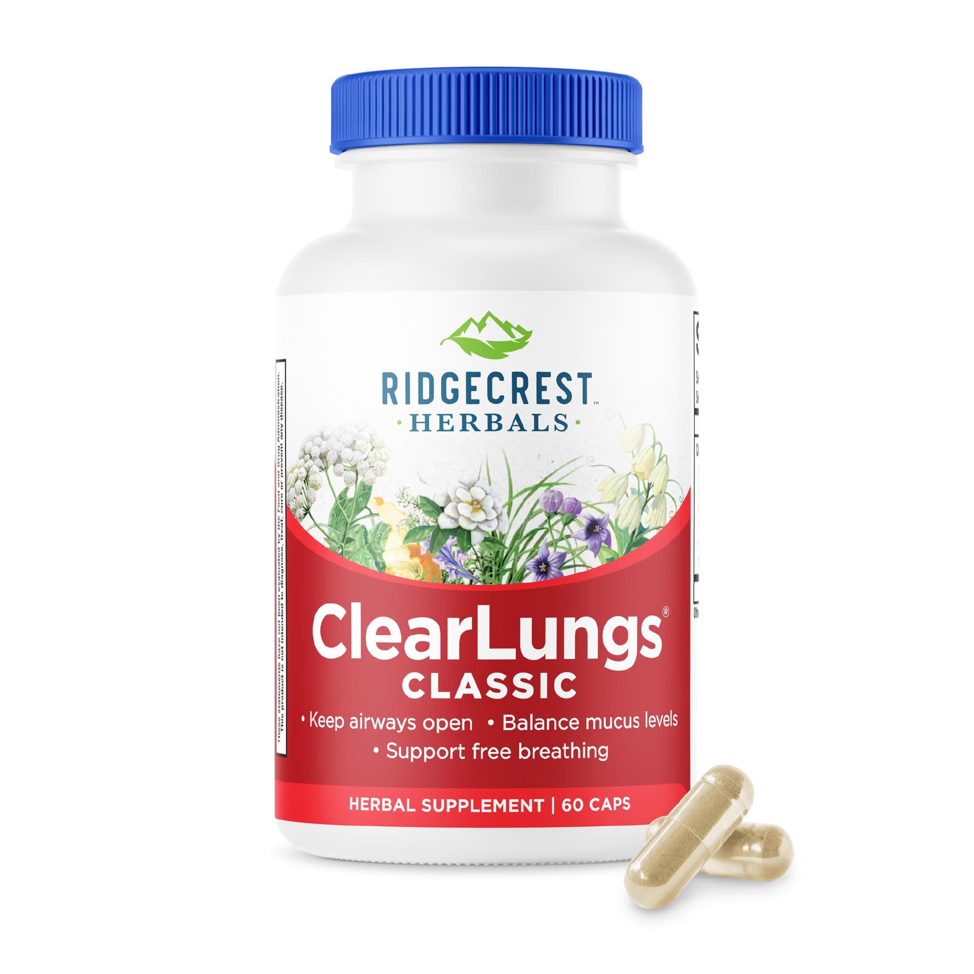 ClearLungs Classic, Daily Health Supplement, Natural Lung and Nasal Wellness Formula for Bronchial, Respiratory, Immune, Sinus, and Mucus Support (60 Vegan Caps, 30 Serv)