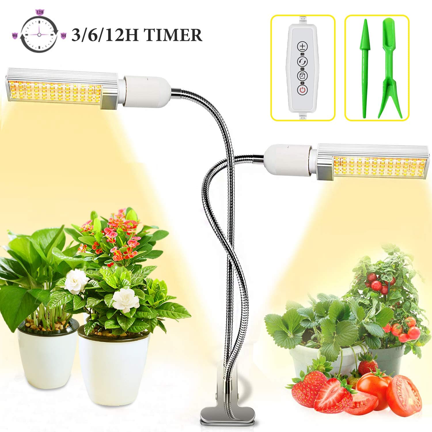 LED Grow Light, 45W Plant Light for Indoor Plants, Sunlike Full Spectrum Grow Lamp for Succulent, Bonsai, Hydroponics Growing, with Auto ON/Off Timer, 3/6/12H Timing, 5 Dimmable Levels