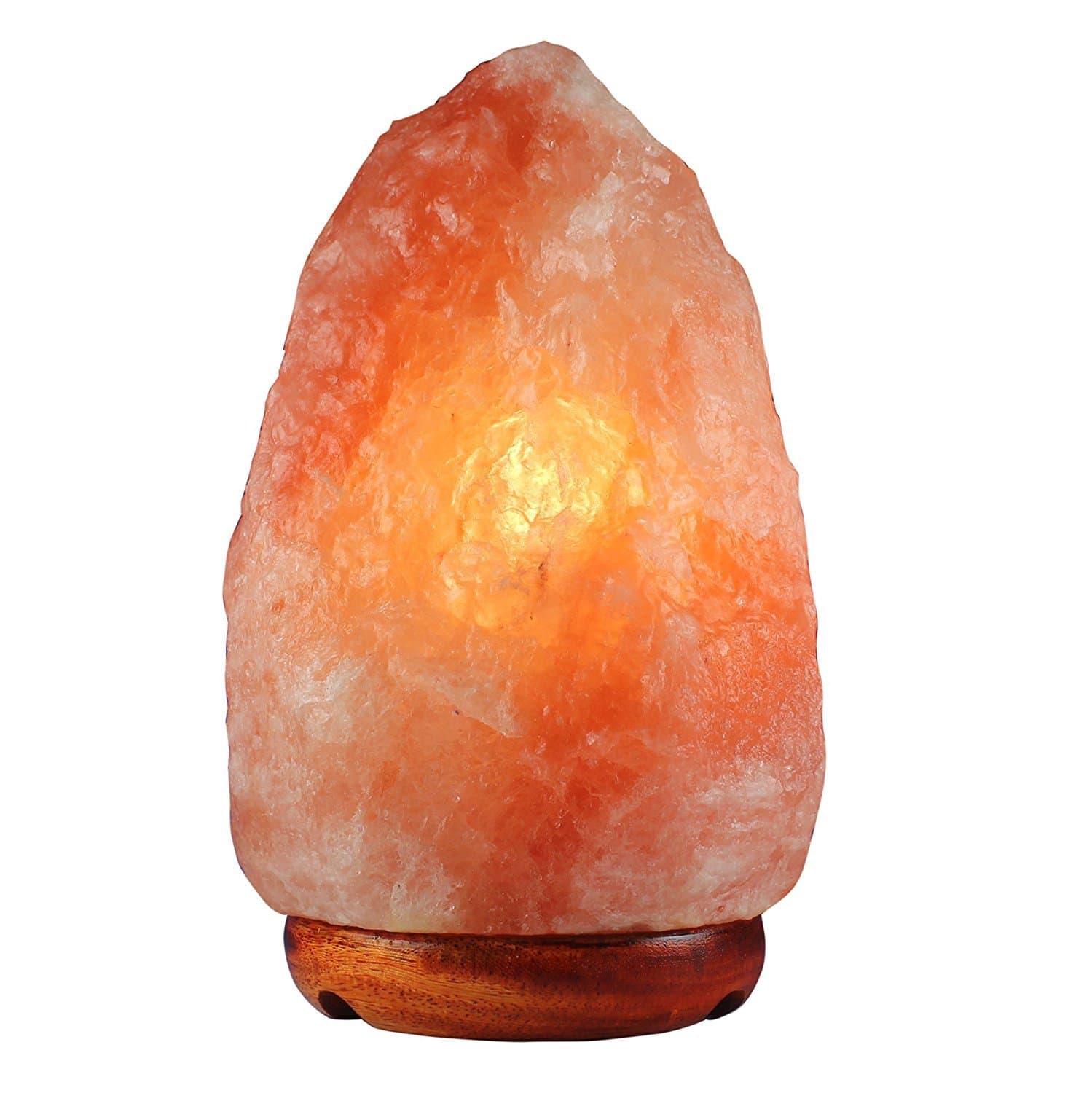 Salt Gems Himalayan Salt Lamp Natural Hand Carved Crystal Rock Salt Lamp with Elegant Wood Base, 25W Bulb and Electric-Cord Included, 6~7 Inch, 3~6 lbs