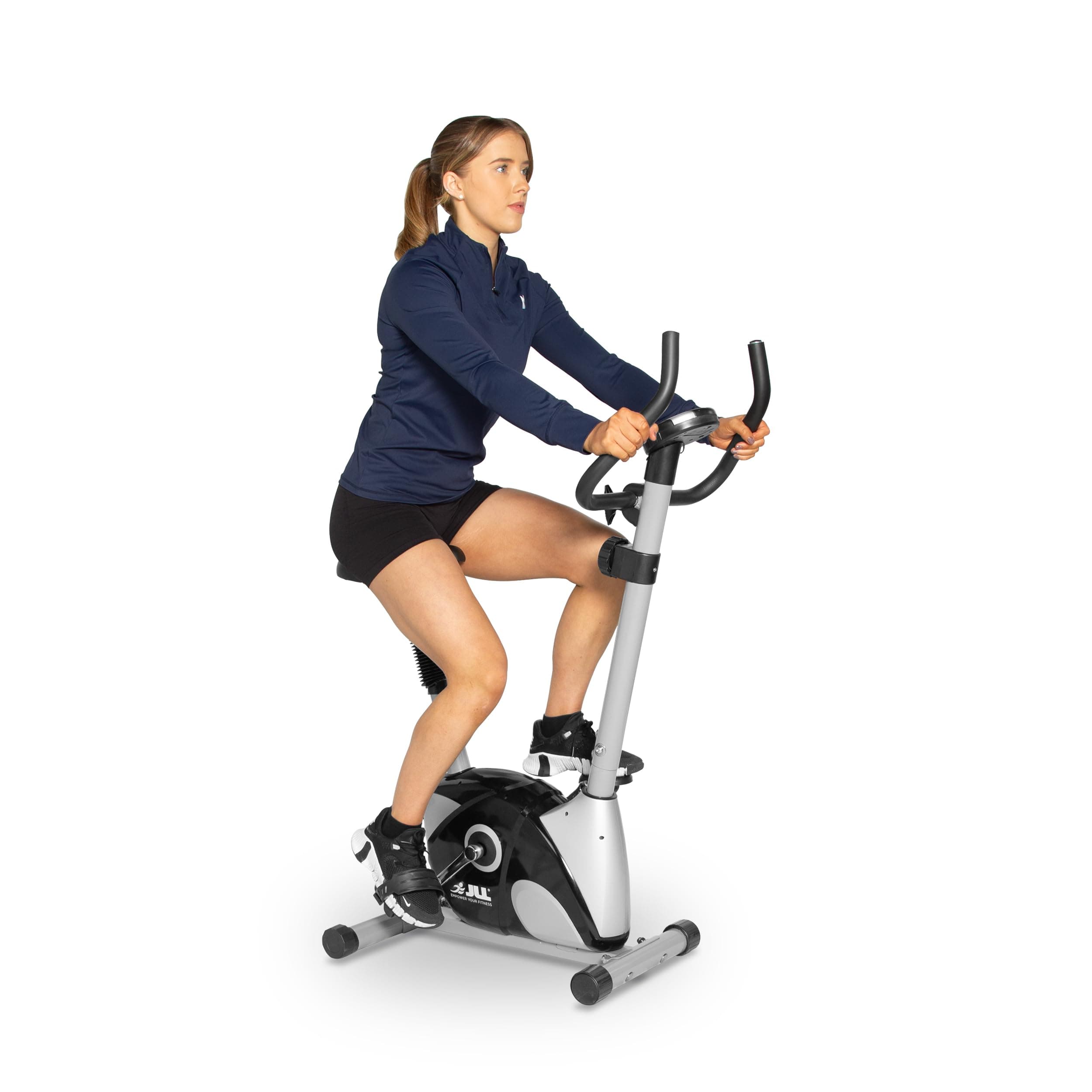 JLL® JF100 Home Exercise Bike, 2025 New Adjustable Magnetic Resistance Cardio Workout, 4kg Bi-Directional Flywheel, Display with Heart-Rate Sensor, Adjustable Handlebars & Seat Height