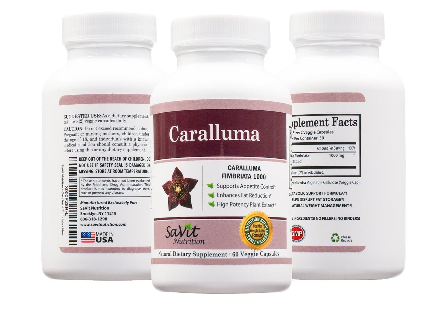 100 % Pure and Natural Caralluma Fimbriata Extract ~ 1000 mg Whole Plant Extract - Recommended Dosage ~ Finest Nutrition Supplement ~ Weight Loss Formula ~ Natural Weight Loss Supplement ~ The # 1 Hunger Buster ~ Premium Quality and Highest Grade Formula for Maximum Weight Loss for Women and Men ~ Fat Burner ~ Safe and Effective Appetite Suppressant ~ SaVit Nutrition Guaranteed Results