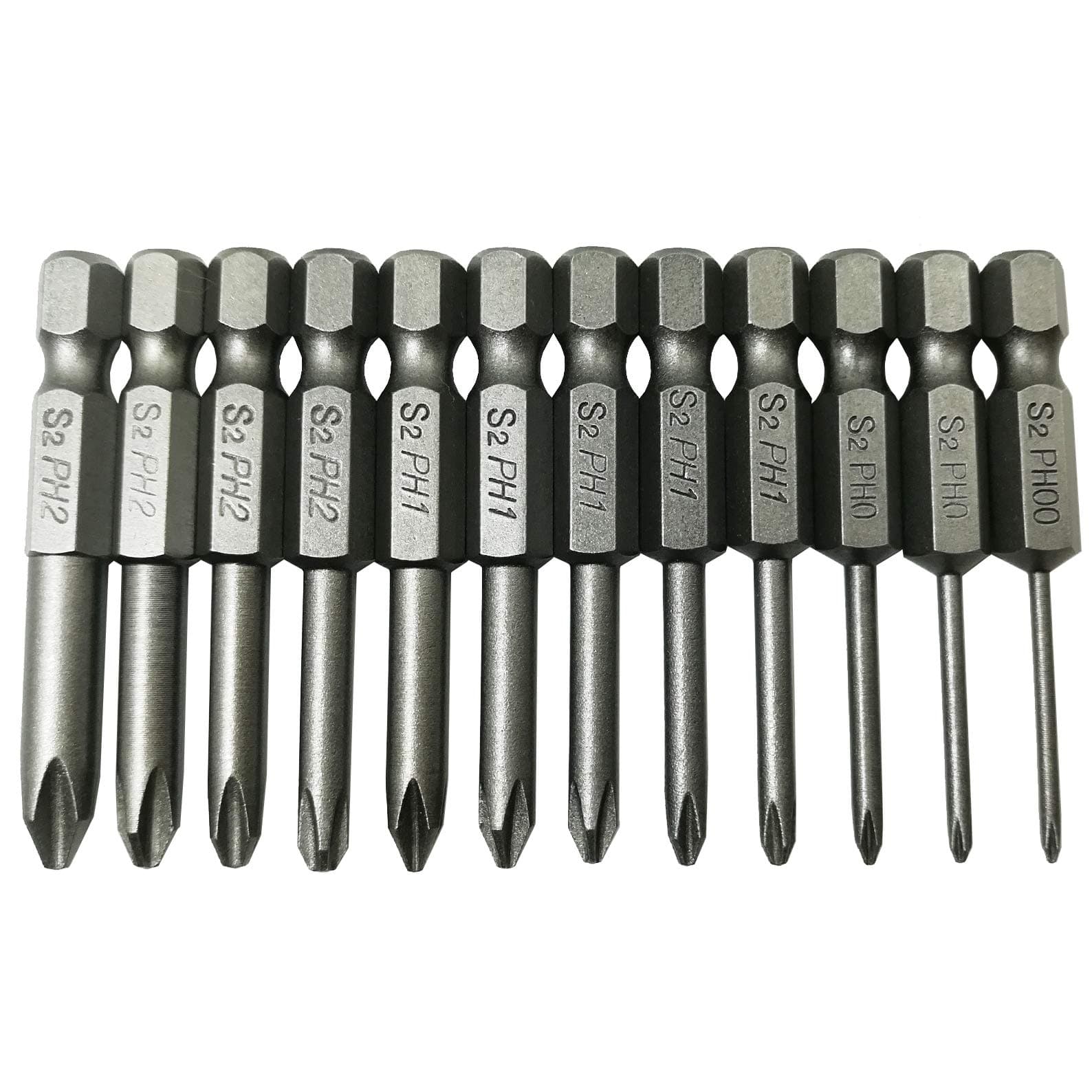 Phillips Cross Screwdriver Bits, 12Pcs 1/4 Hex Shank Magnetic Cross Phillips Screw Head Screwdriver Bits Electric Screwdriver Set Power Tools | 2 inch length