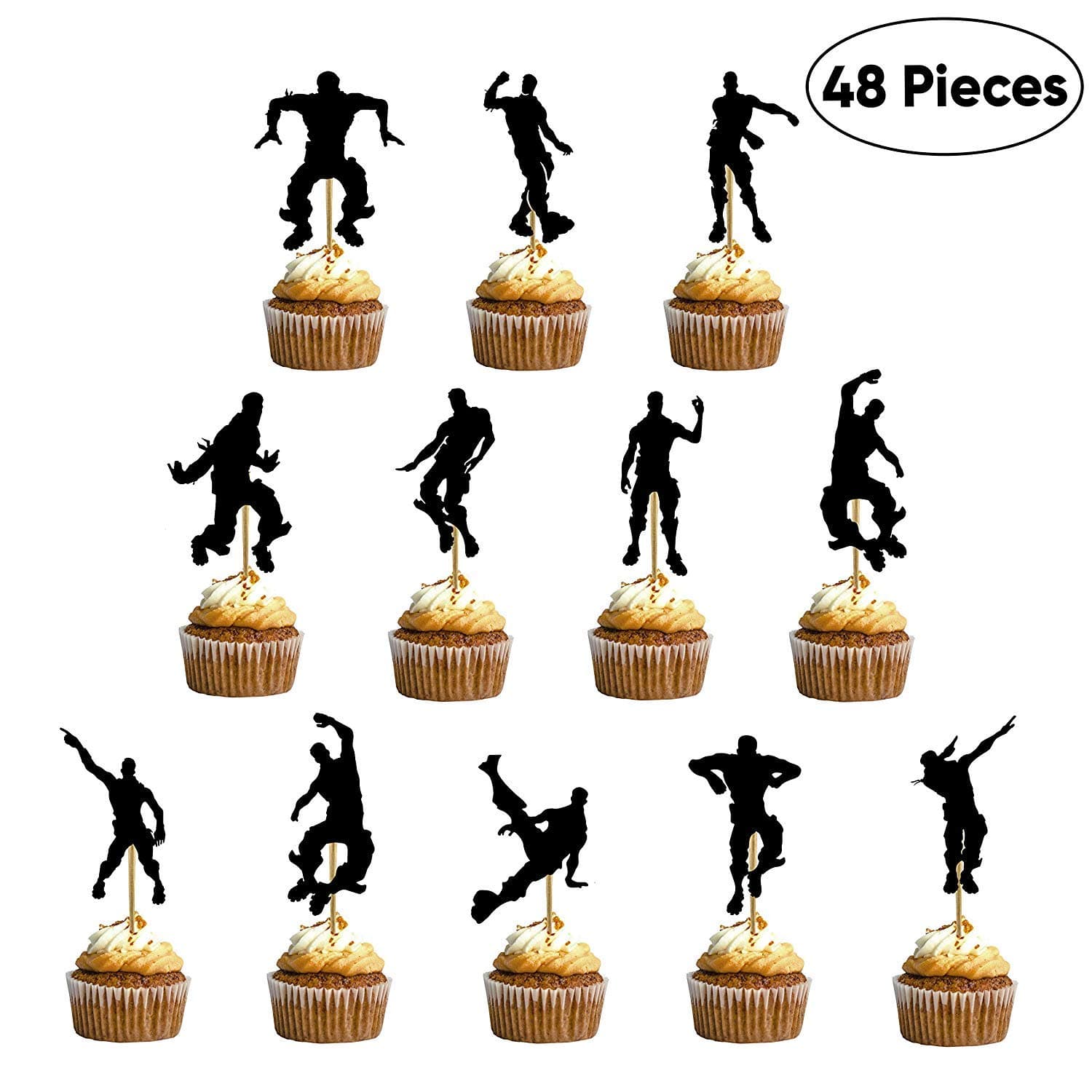 Birthday Cupcake Toppers – 48 Pieces Dance Floss Cake Decoration Party Supplies – Cupcake Toppers for Boys – Perfect for Kid’s Birthday Parties, Sleepovers, School Party, Game Night.