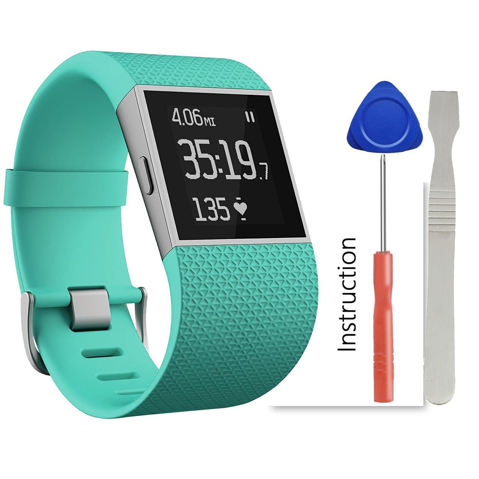 ACBEE for Fitbit Surge Band Strap with Tools and Operation Manual, Silicone Wristband Accessories for Fitbit Surge (Teal, Small)