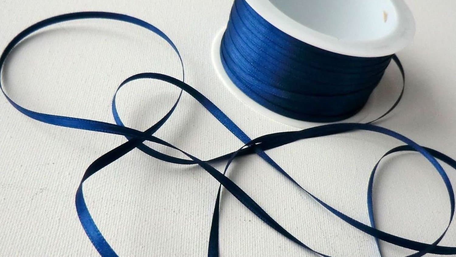 Ribbon 50m x 3mm Dark Blue Navy Blue Satin Gift-Wrapping Decorative Band