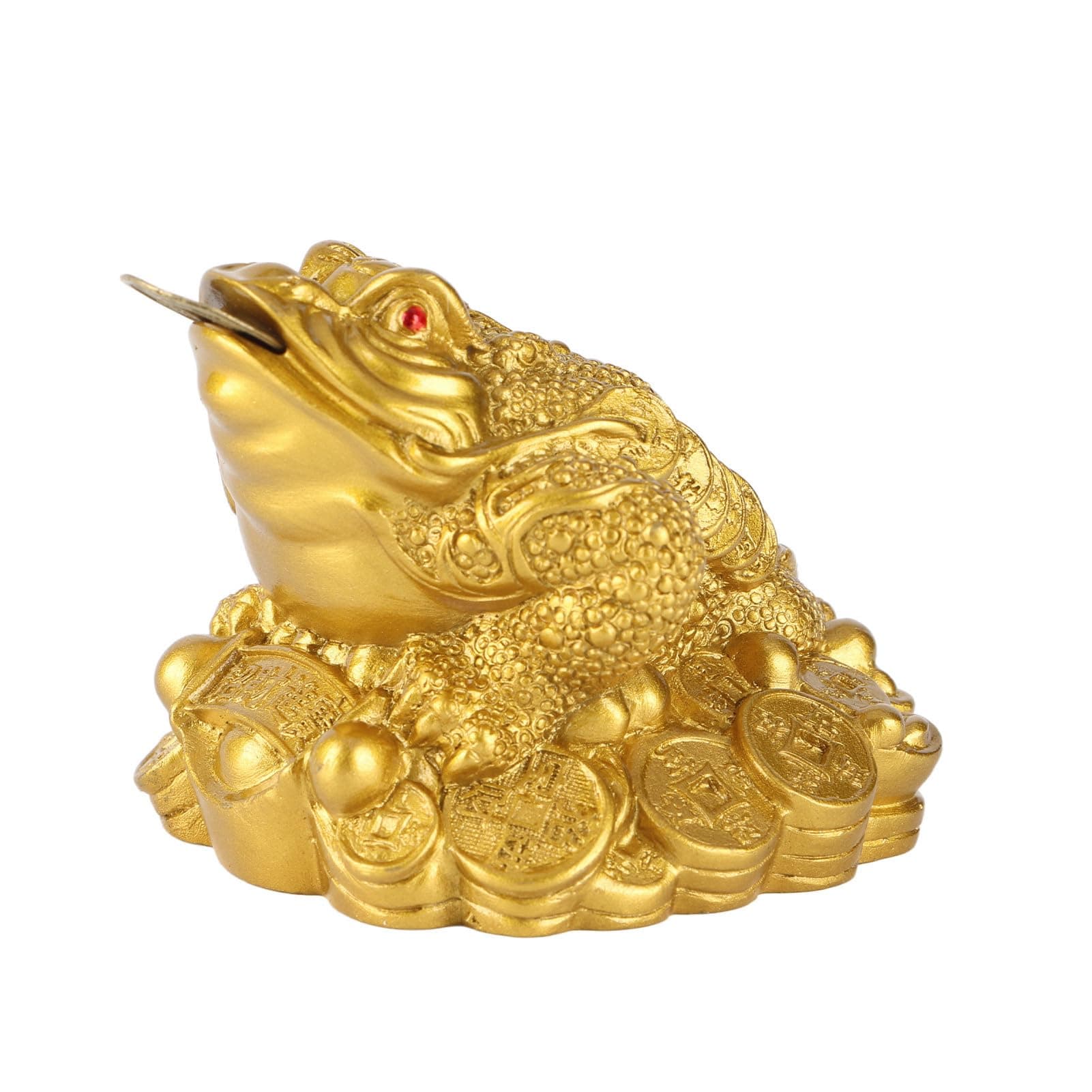 Chinese Feng Shui Money Frog, Wealth Lucky Money Toad Office Ornament Lucky Frog with Coin in Mouth Attract Wealth and Good Luck Gold(S)