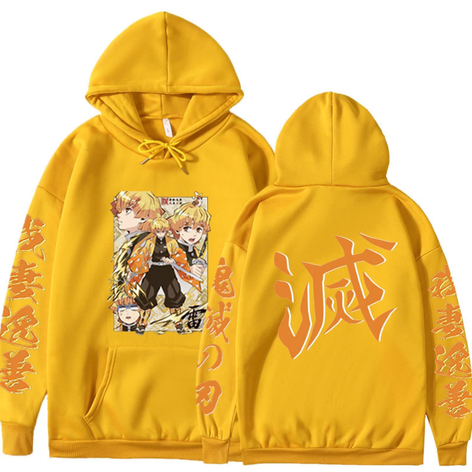 CAMLEOKimetsu No Yaiba Anime Manga Hoodie Demon Slayer Long Sleeve Hip Hop Pullover Hooded Sweatshirt Tops Unisex, A, XXL