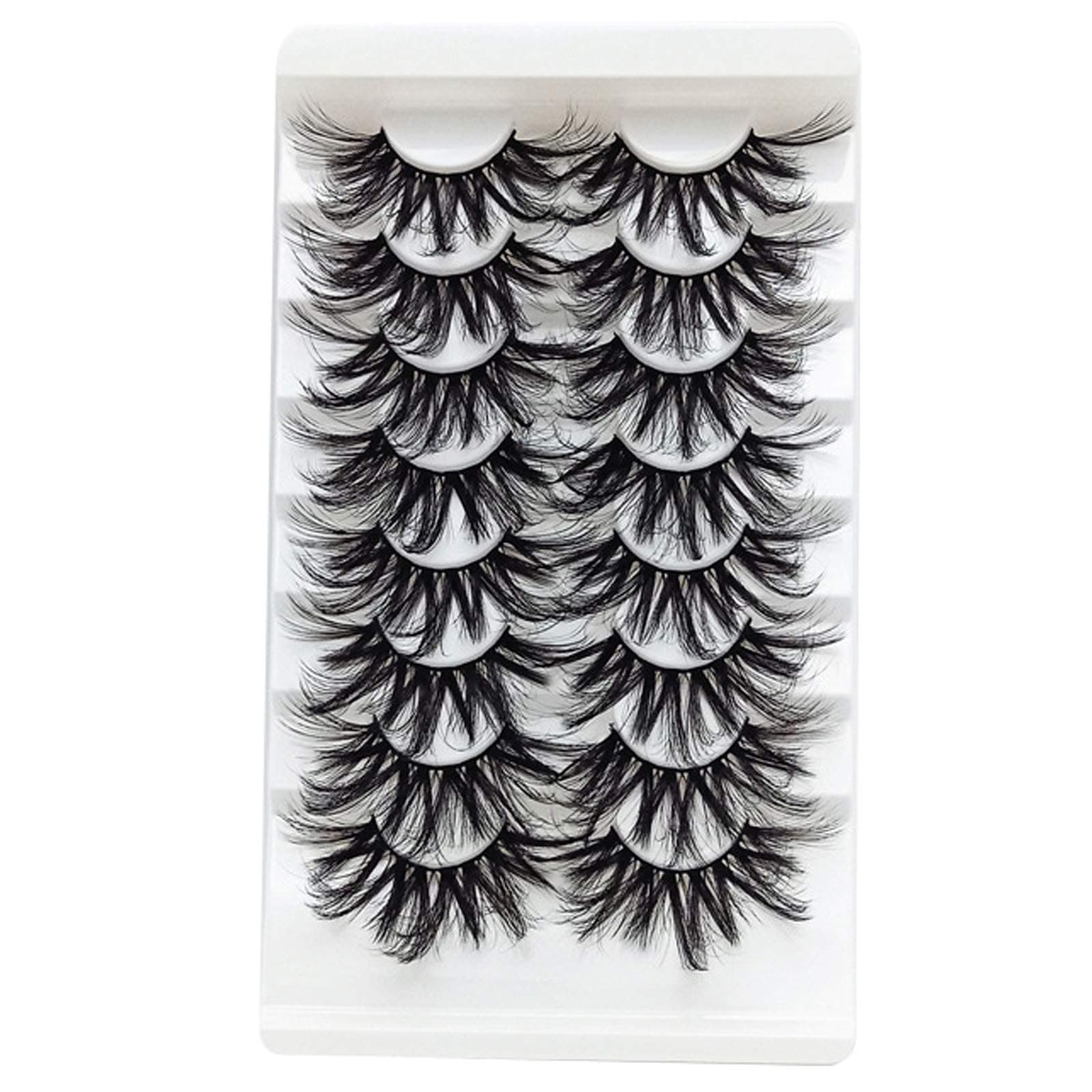 False Eyelashes 25MM Mink Lashes Strip Long Big Thick Fake Eyelashes Wispy Fluff Halloween Eyelashes Pack 8 Pairs