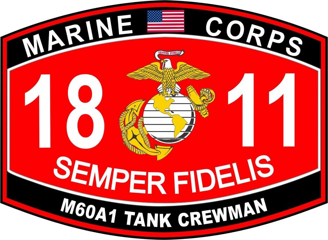 USMC MOS 1812 M1A1 Tank Crewman Decal 5.5"