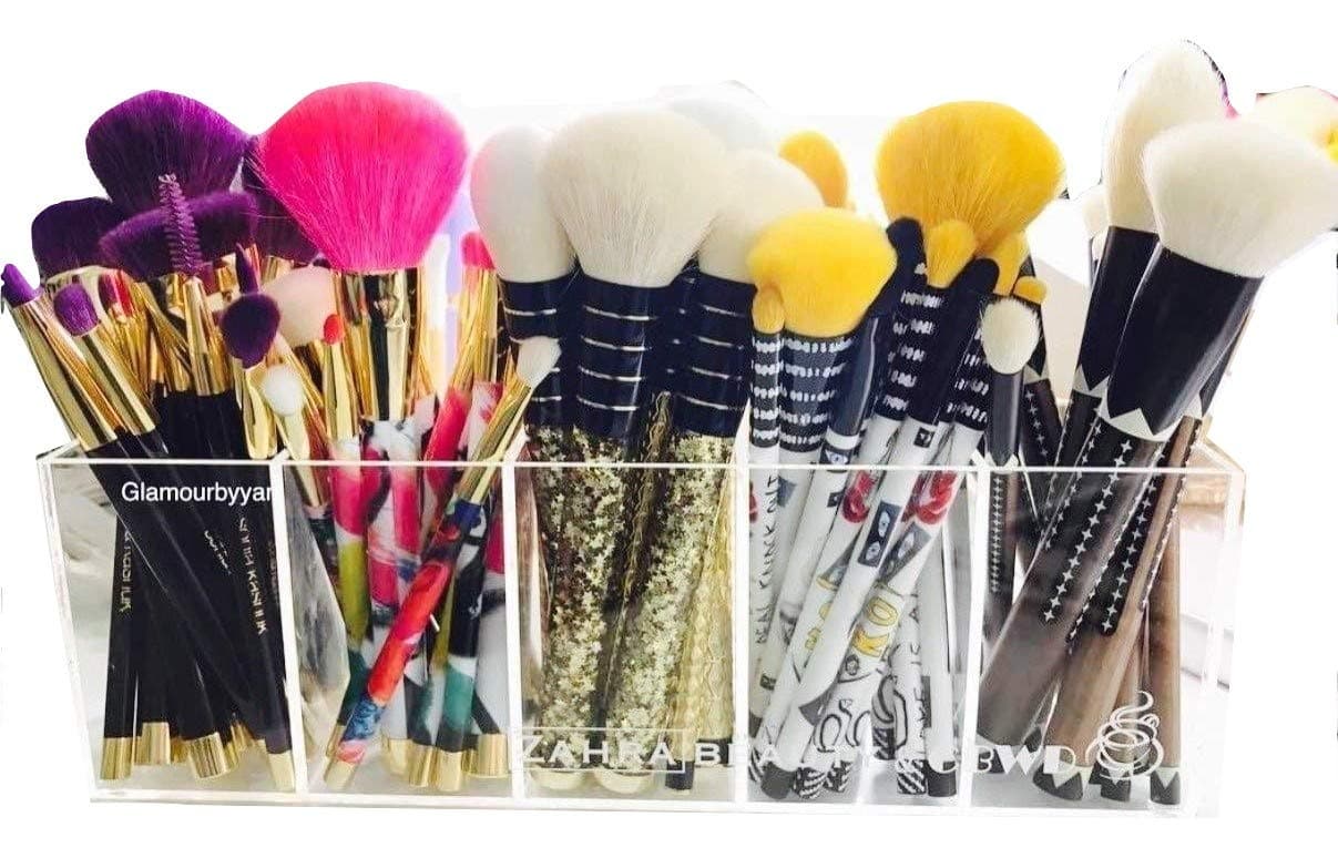 Acrylic makeup organizer 5 slot organizer for brushes, lipsticks, lip glosses, liners, or even pencils