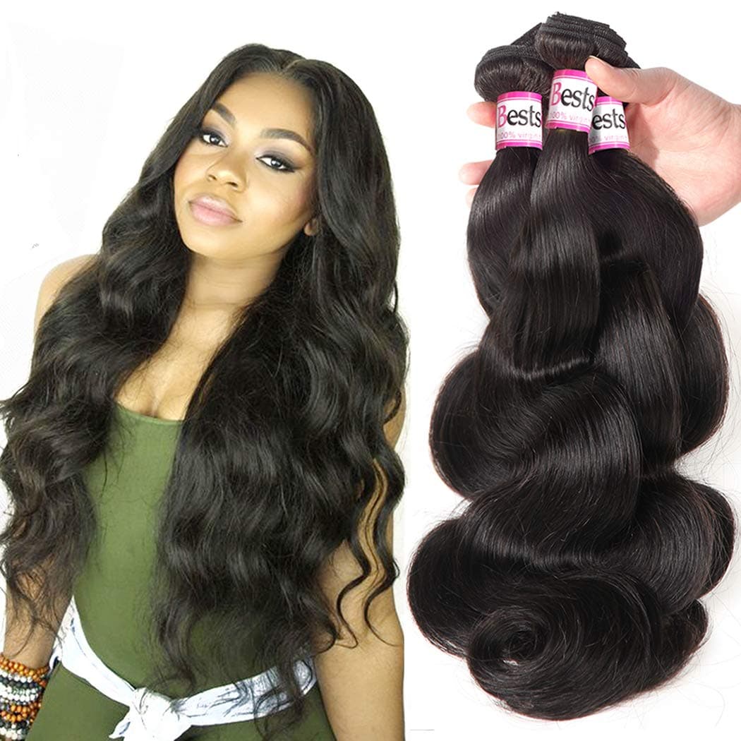 10A Brazilian Body Wave 3 Bundles 100 Human Hair Bundles Virgin Brazilian Hair Body Wave Natural Color (16 18 20)