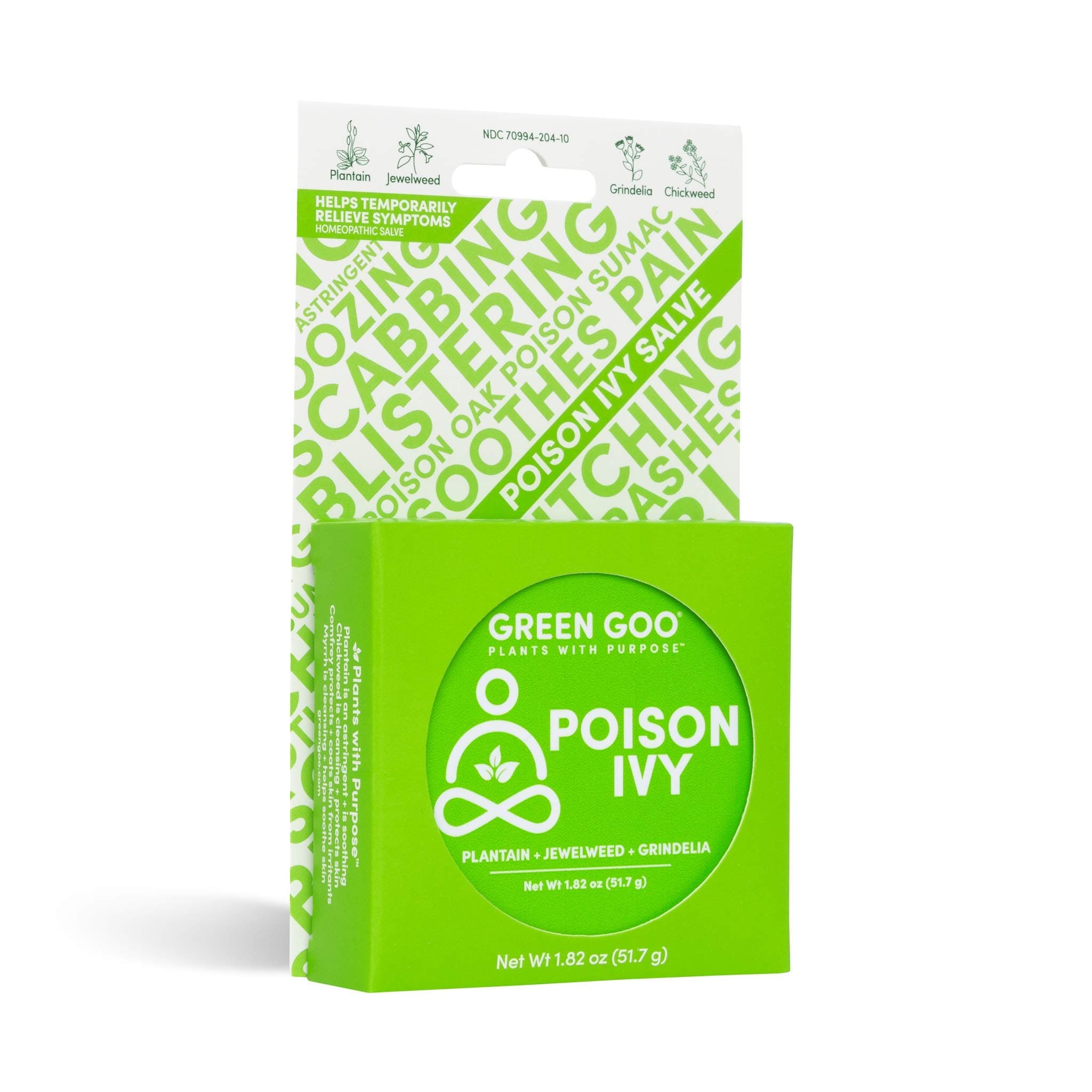 Green Poison Ivy Treatment & Relief salve, Natural Poison Ivy Cream For Soothing Irritation, Protecting Skin & Relieving Pain & Itching, 1.82 Oz