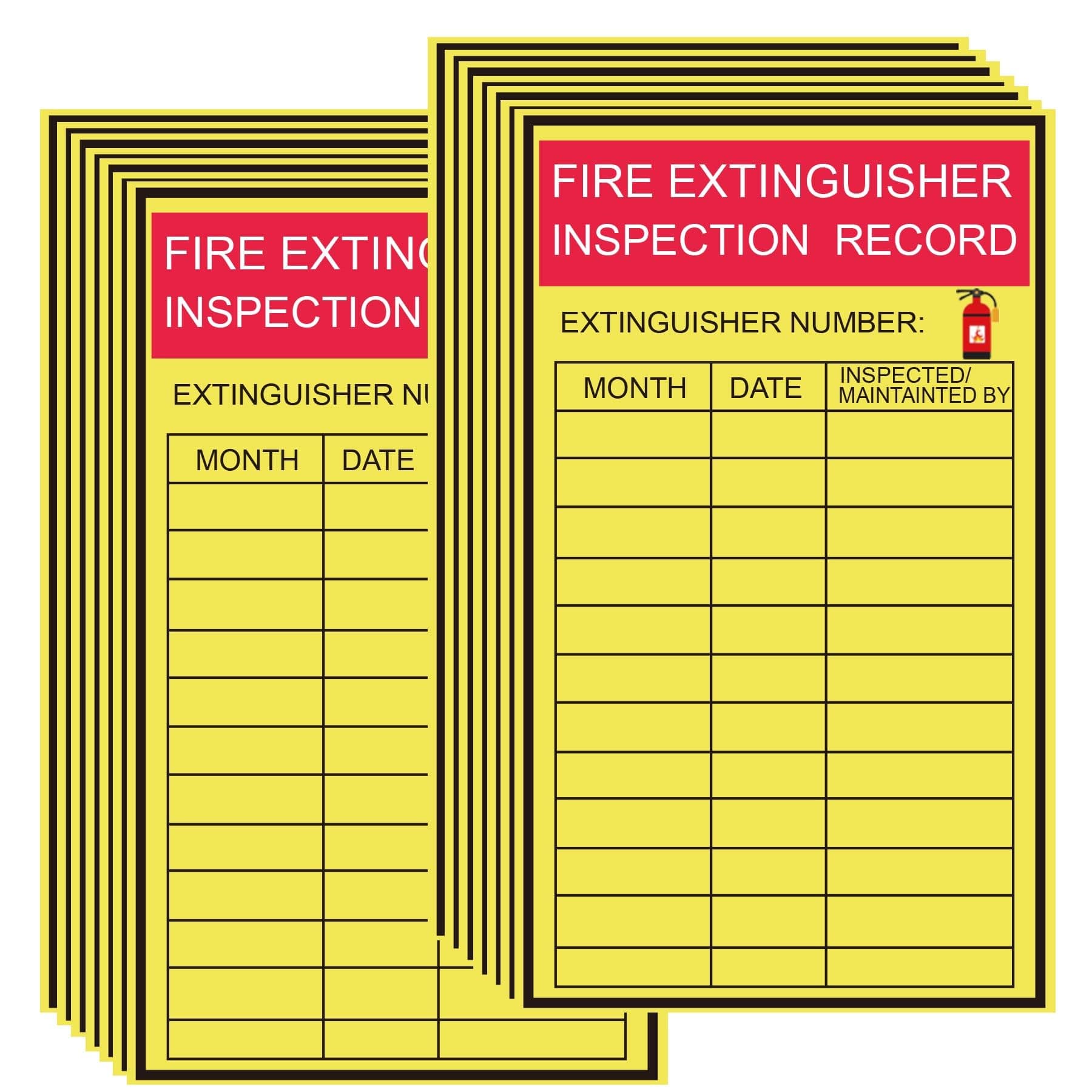Monthly Fire Extinguisher Inspection Tags Stickers Safety Stickers 3x5 Inch Year Maintenance Extinguisher Recharge and Inspection Record Labels Inventory Sticker 60Pcs Check Record Vinyl Sticker Label