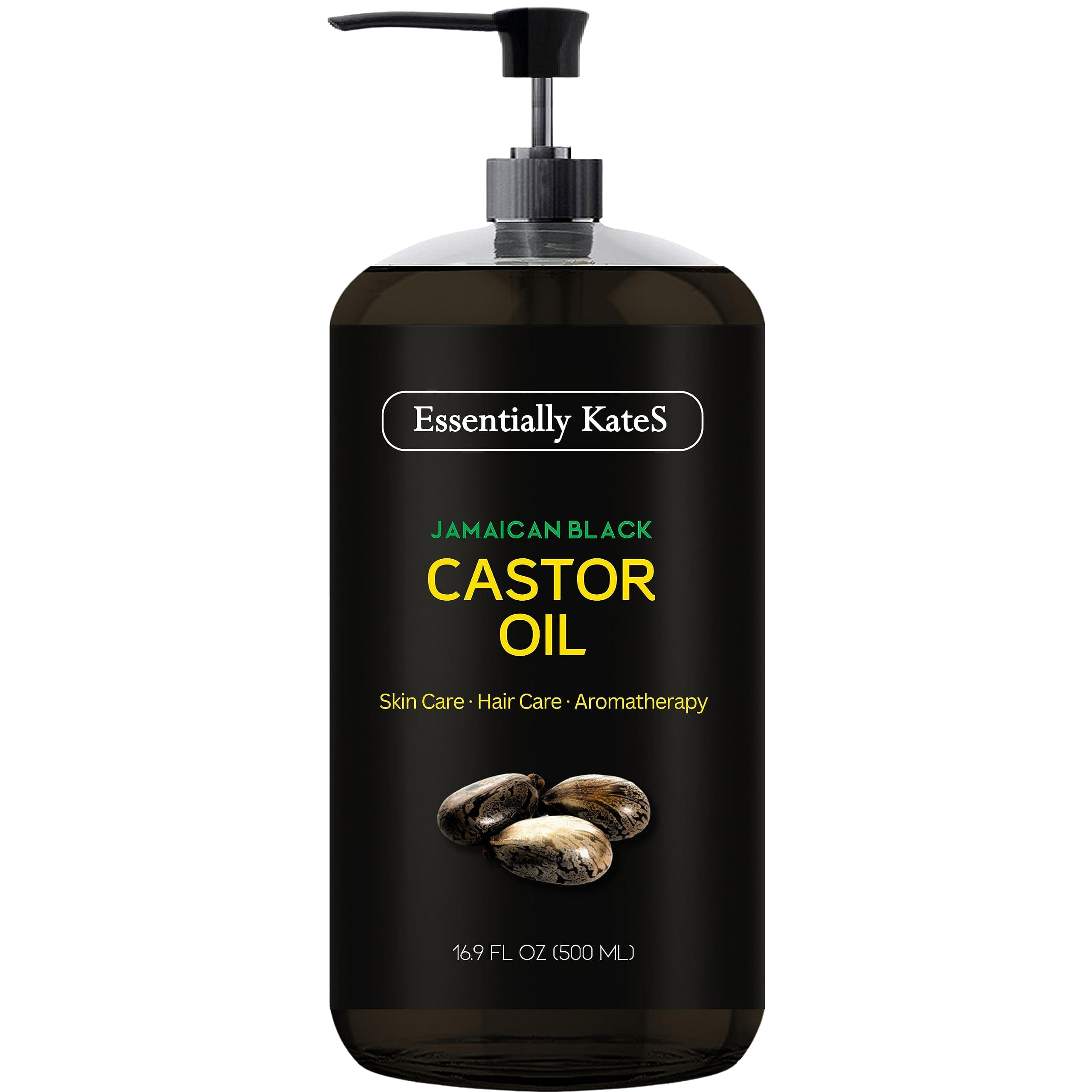 Essentially KateS Jamaican Black Castor Oil 16.9 Fl Oz - Rich in Vitamin E, Omega Fatty Acids and Minerals - Carrier Oil for Hair Growth Oil, Eyebrows & Eyelashes, Scalp and Nail