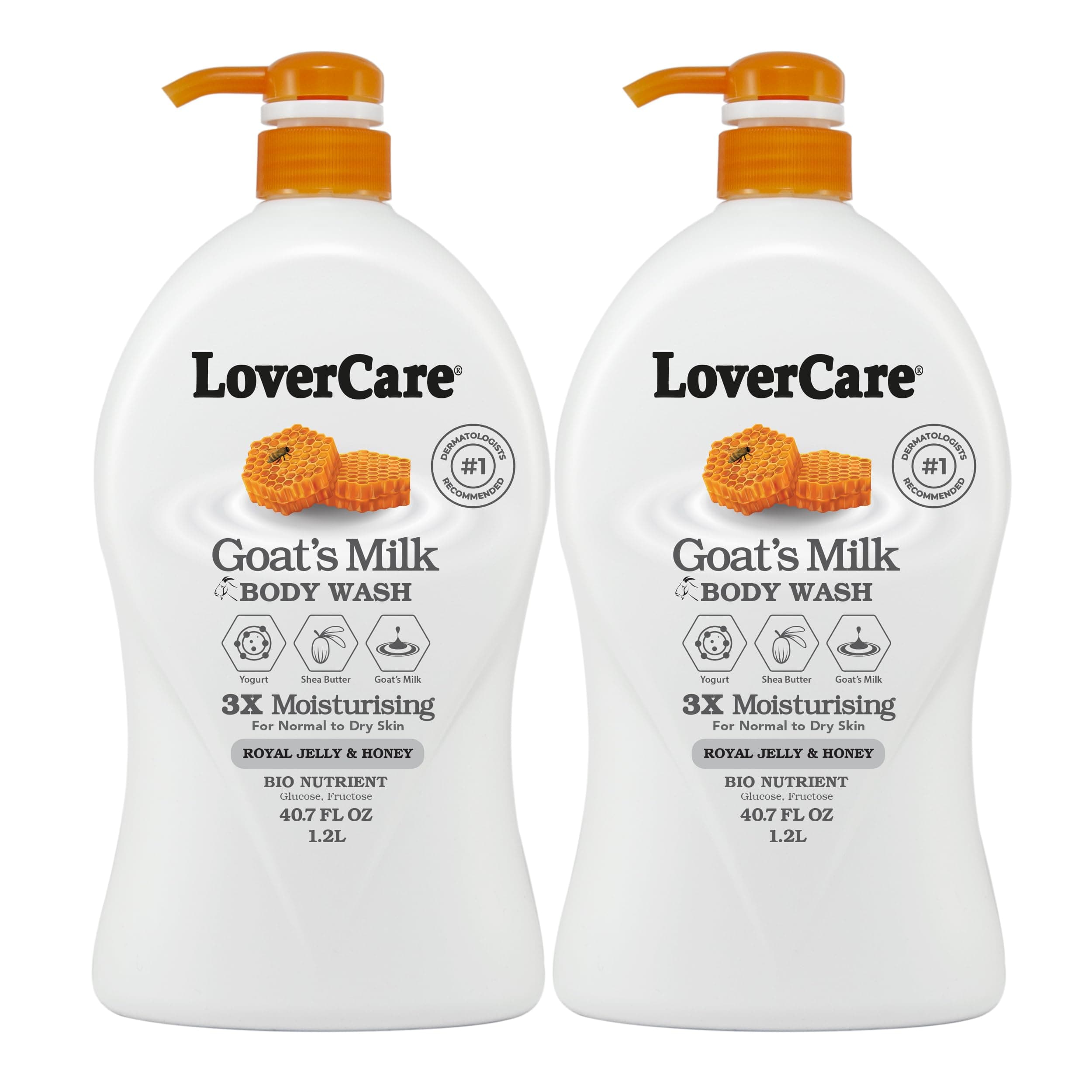 Goat's Milk Moisturizing Body Wash Shower Cream Royal Jelly & Honey 40.7 Fl.Oz - 2-pack…
