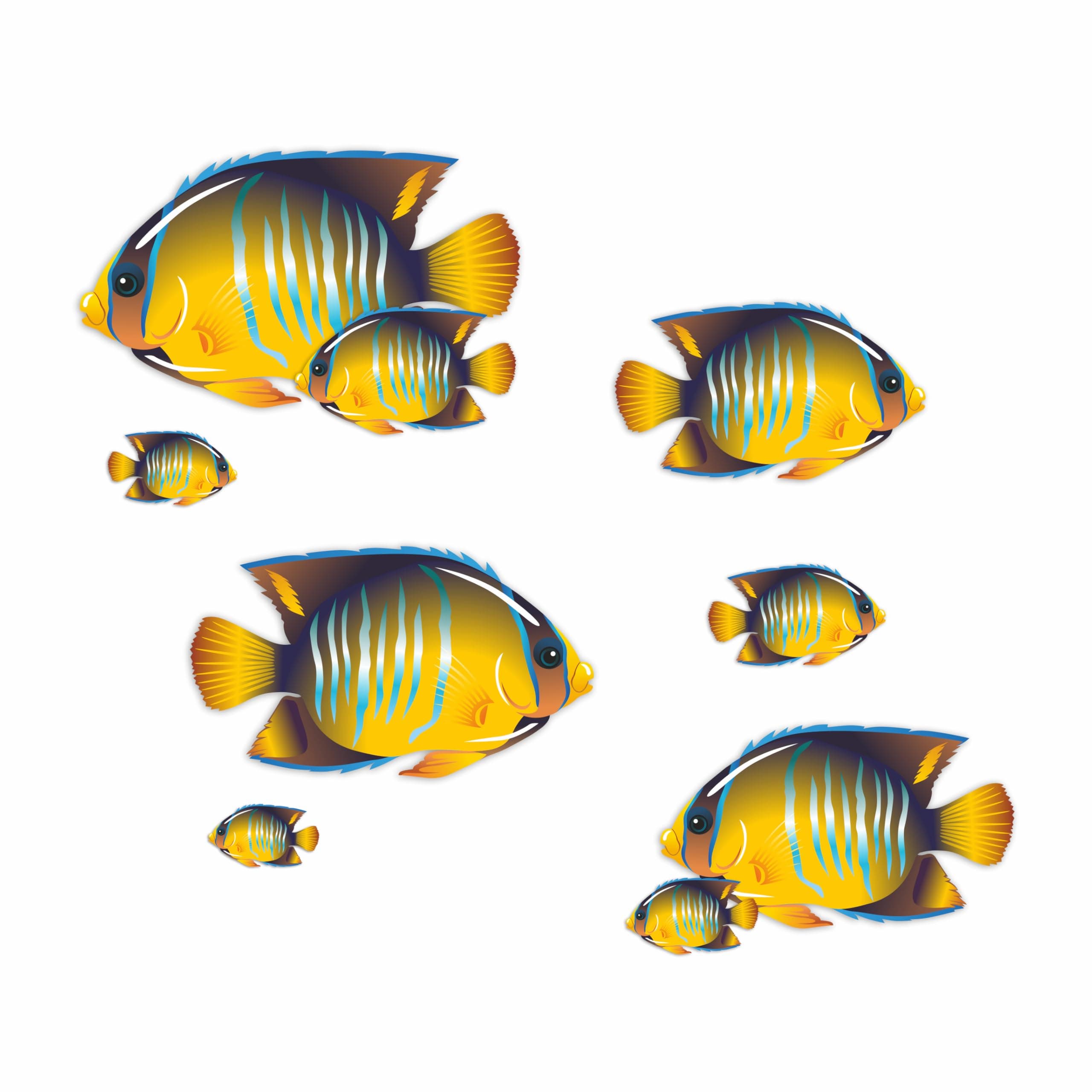 Coloured Bathroom Stickers [Waterproof] Photographic Quality Decal, Cartoon Decor Peel & Stick Perfect for Toilet, Cars & Other Home Projects. Tropical Fish Wall Art LaoGraphics® (Yellow&Blue)