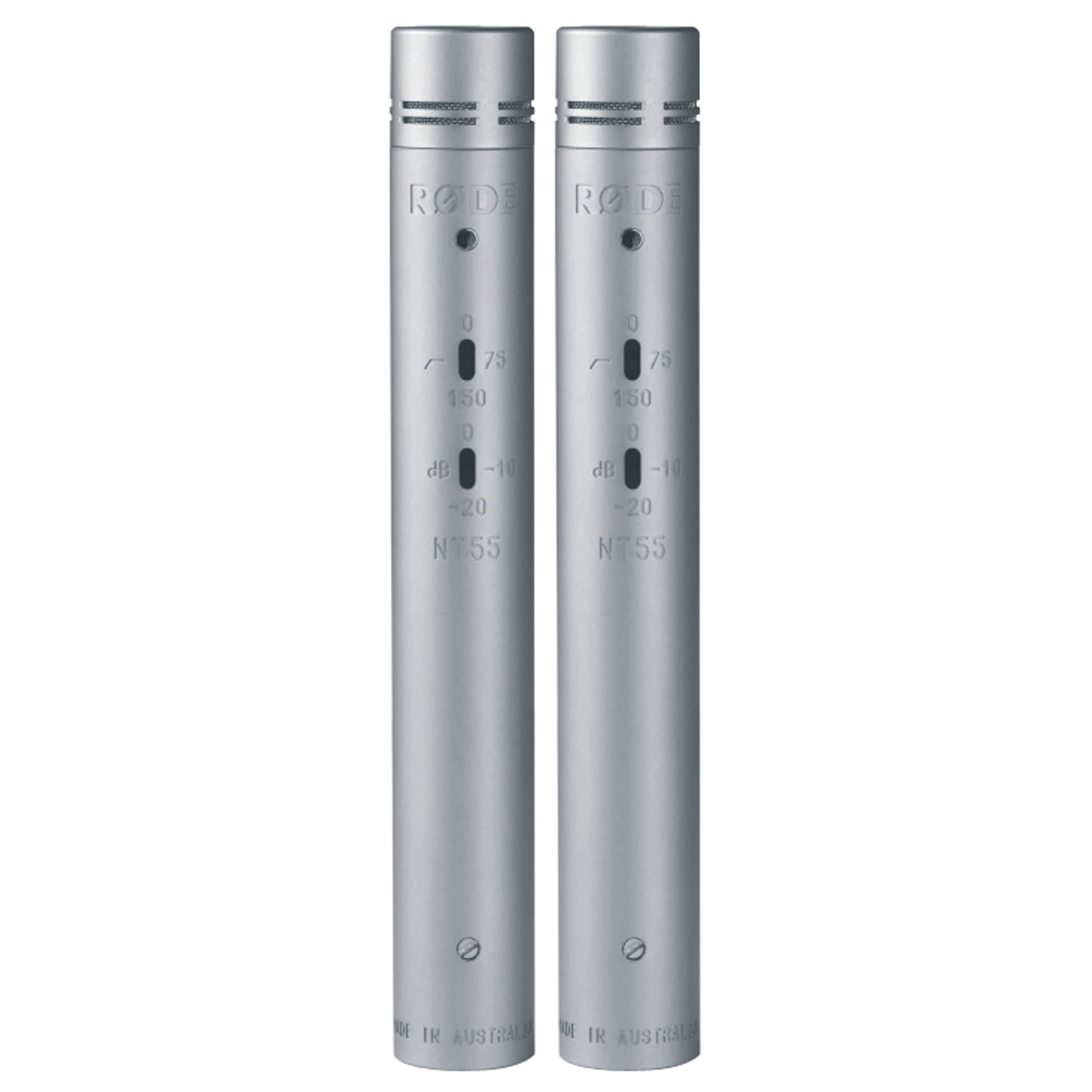 NT55 Versatile ½"Small-diaphragm Condenser Microphone (Matched Pair) with Adjustable Polar Pattern (Cardioid and Omni), Pad and High-pass Filter for Music Production and Instrument Recording