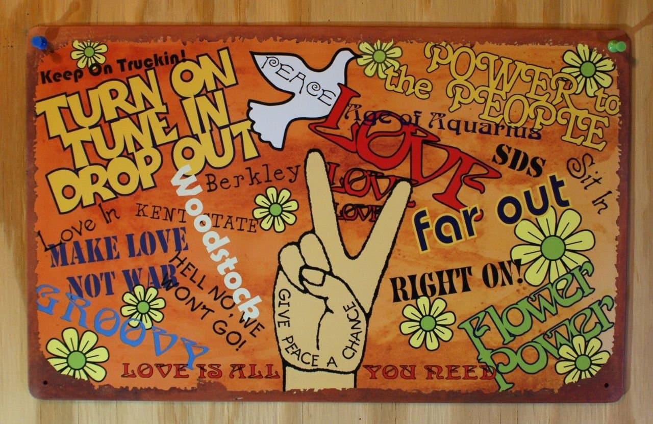 Hippie Tin Signs (Peace and Love)