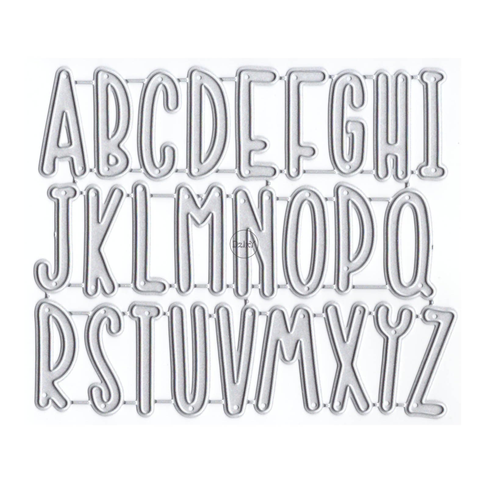 DzIxY Capitalized English Letters Metal Cutting Dies for Card Making Kit Embossing Paper Die Cuts Scrapbook Machine Stencils Storage Pockets Supplies