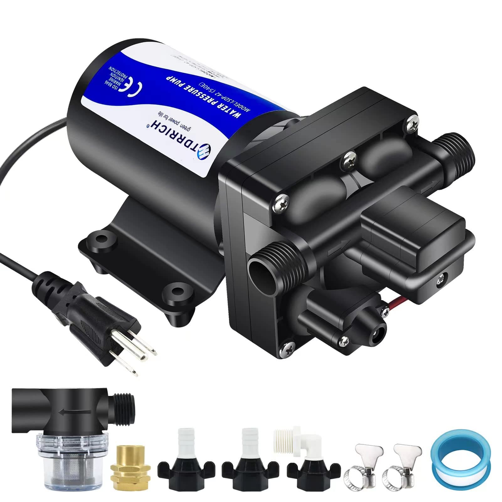 - Water Pressure Booster Pump for House，110V RV Water Transfer 5.5GPM 30PSI-75PSI Self-priming Pump,Diaphragm Power Water Pumps for Boats Inline Garden Hose Lawn Camper Sprinkler Irrigation