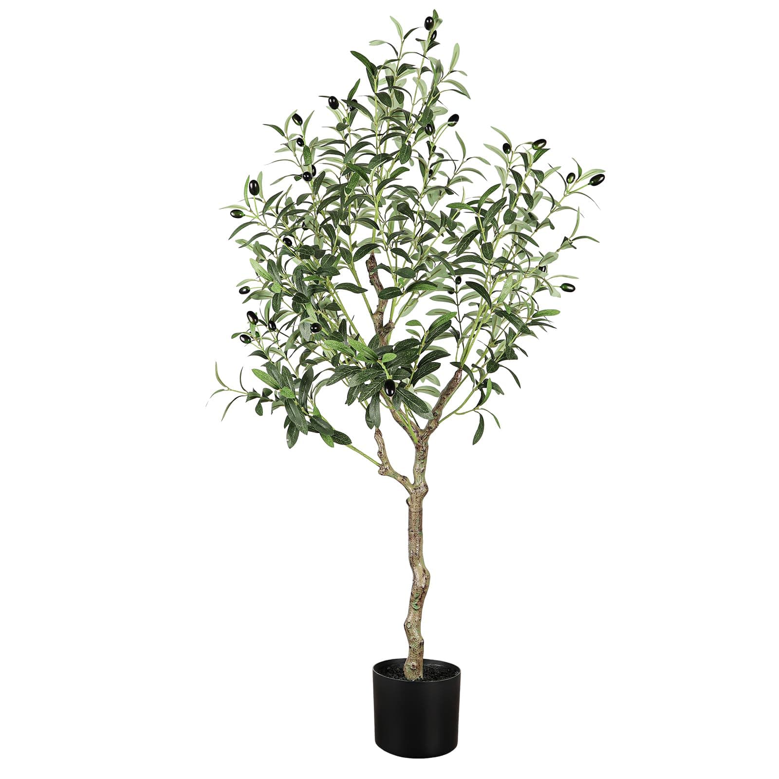 YOLEO 4FT Artificial Olive Tree Tall Faux Silk Olive Plant with Lifelike Olive Leaves Fake Olive Tree for Home Office Indoor Decor (Style 2)