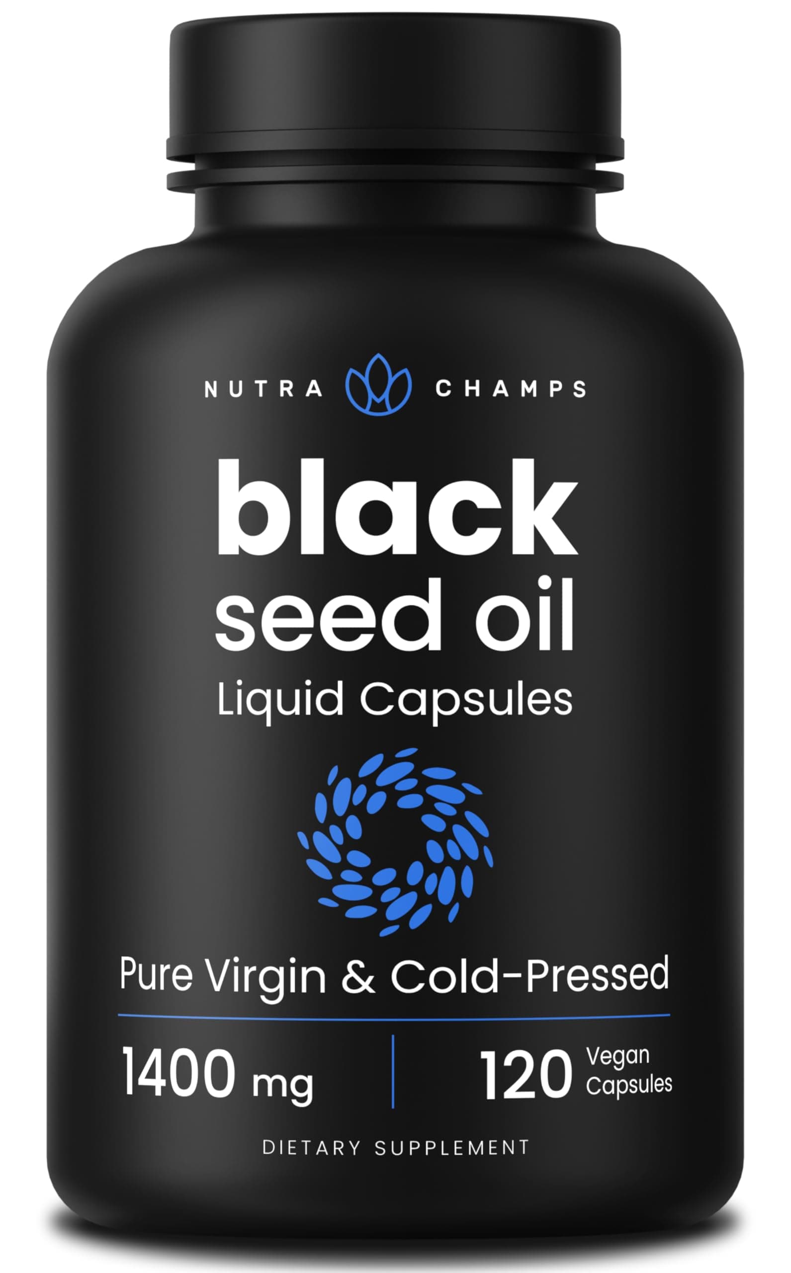 NutraChamps Black Seed Oil Capsules | Premium Vegan Black Cumin Seed Oil Capsules | Virgin Cold Pressed Nigella Sativa Oil Pills with Thymoquinone, Vitamin E & Omega 3 6 9
