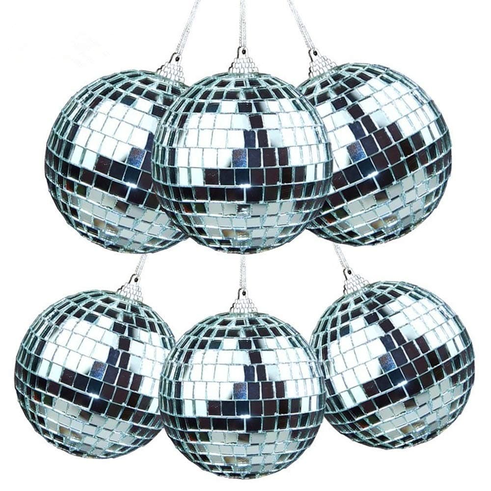 LEEUEE 6 Pack of 5cm/2" Each Christmas Mirror Wedding/Party Ornaments Disco Mirror Ball