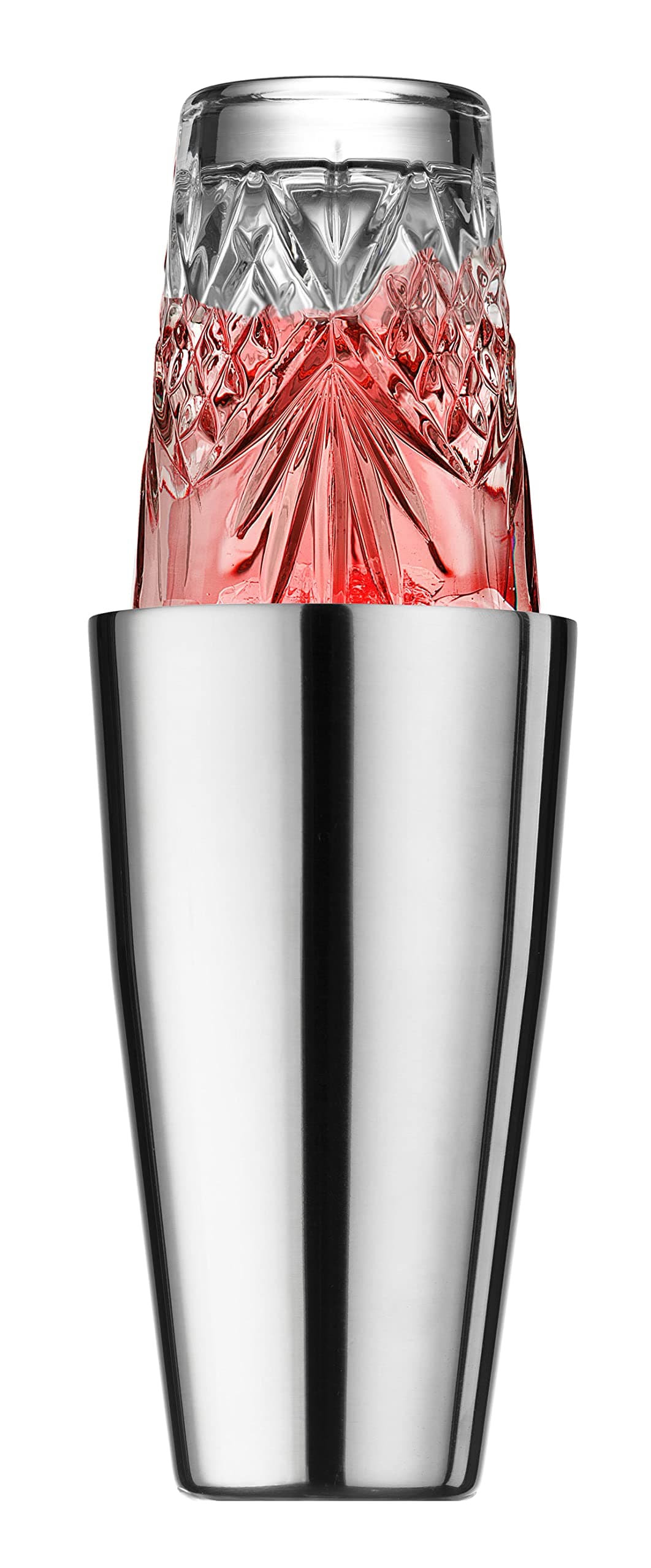 Godinger Cocktail Shaker, Martini Shaker, Boston Shaker, Stainless Cup and Crystal Glass to Mix Drinks - Dublin Collection