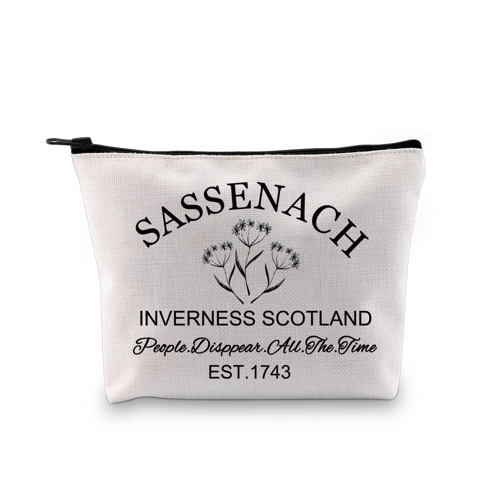 G2TUP TV Show Inspired Gift Sasenach Makeup Bag Jamie Fraser Cosmetic Bag for Fans, Sasenach White Bag