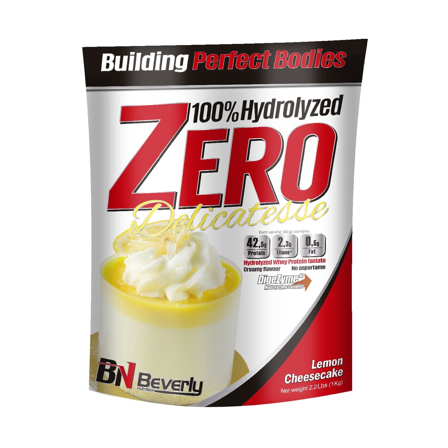 Beverly Nutrition Exclusive for ABSat40 Delicatesse Zero Professional hydrolyzed Protein Formula - 42.5 Grams of Protein per Serving. - 1 KG (Lemon Cheesecake)