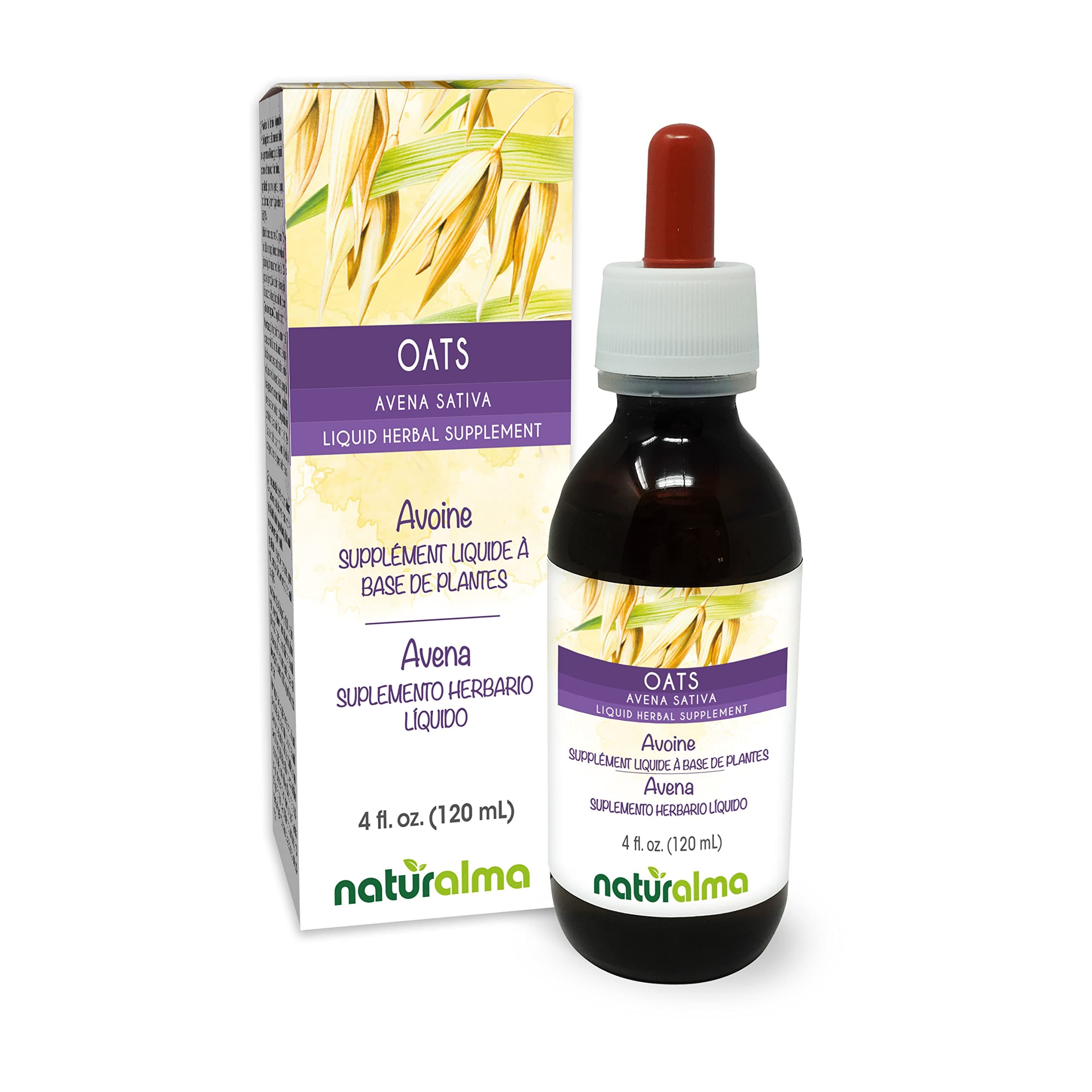 Oats (Avena Sativa) Tops Alcohol-Free Tincture - 4 fl oz Liquid Extract in Drops - Herbal Supplement - Vegan