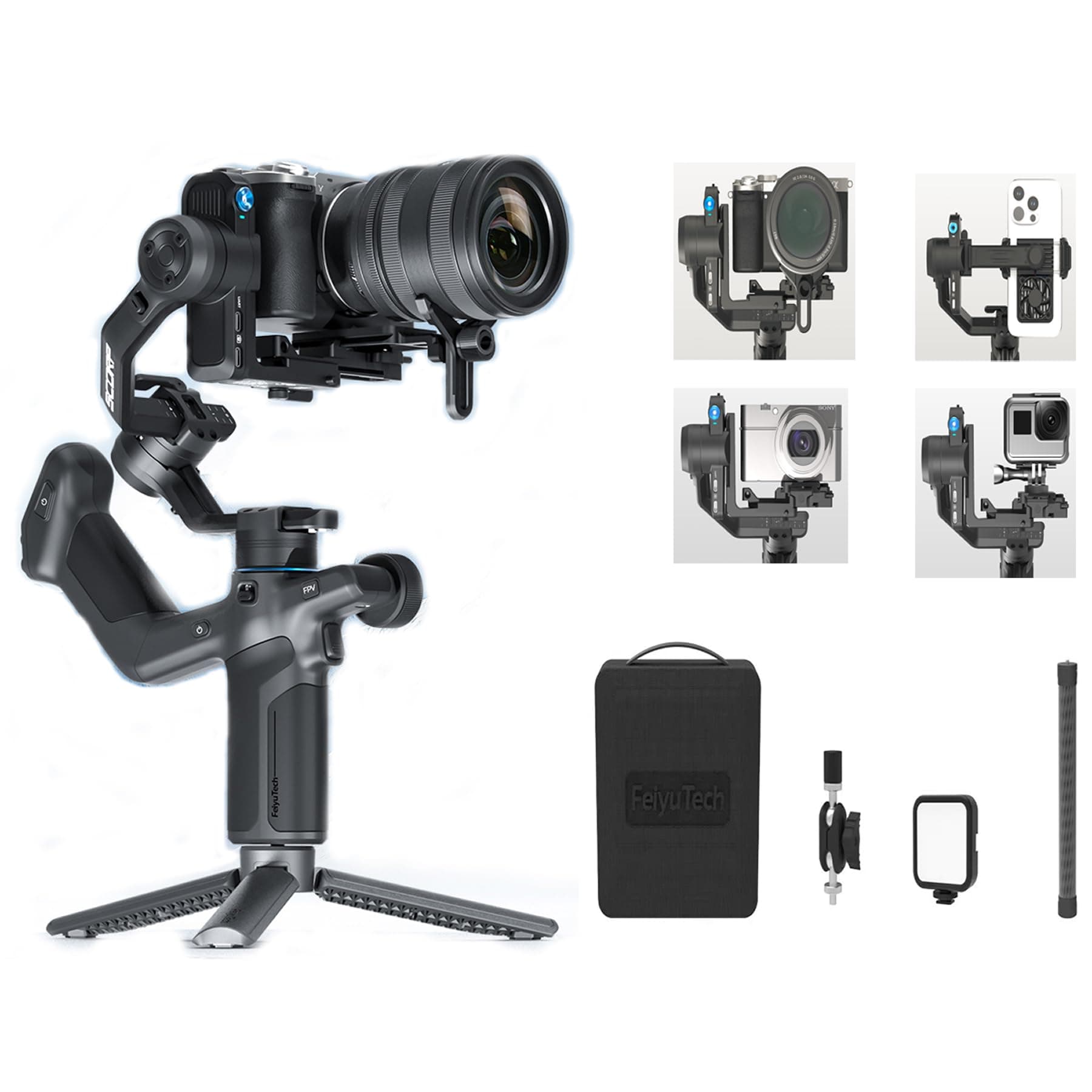 SCORP Mini 3 Pro Kit 3-Axis Camera Stabilizer,Built-in AI Track,All in One Handheld Gimbal for Mirrorless, Pocket Camera,Action Camera, Phone, 2KG Payload