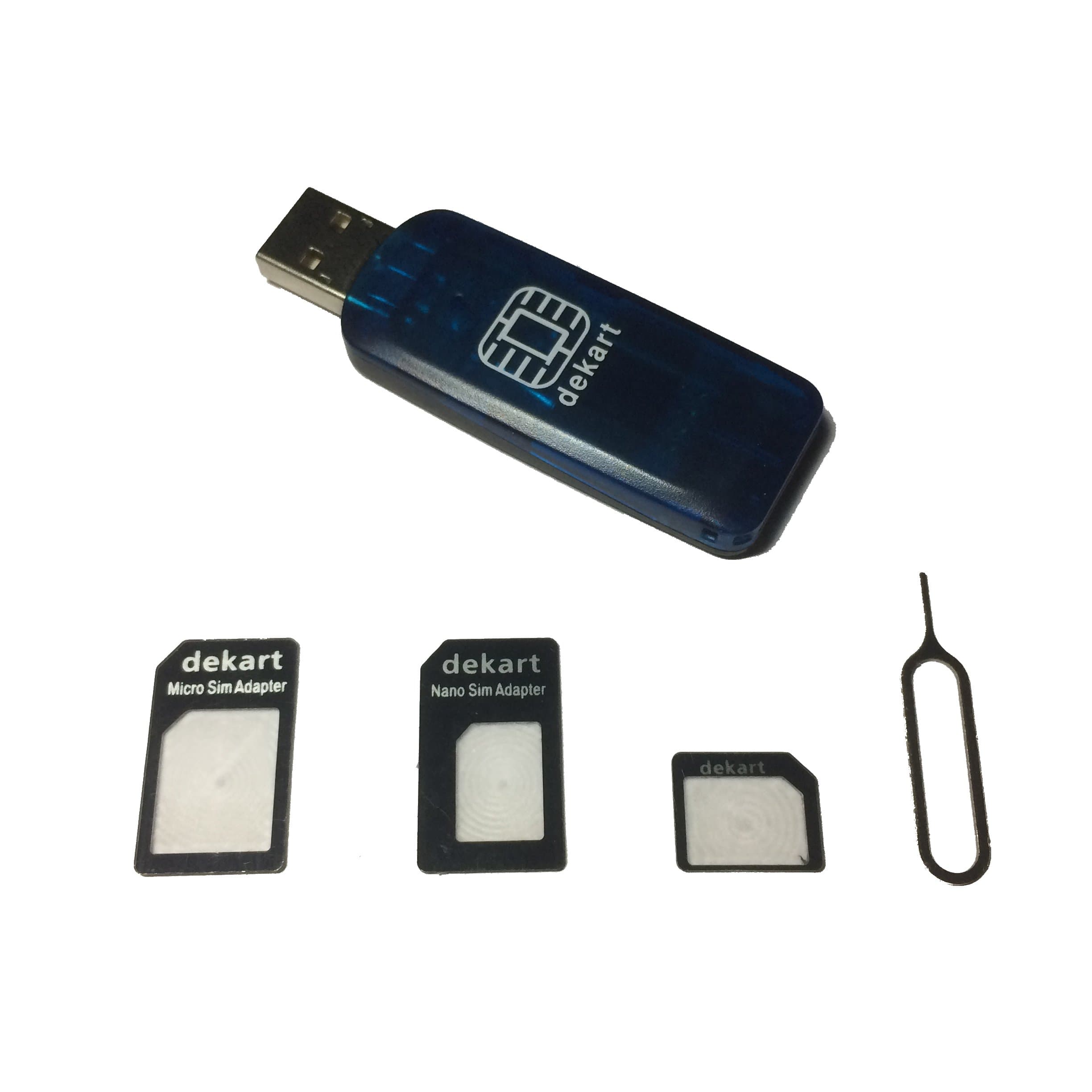 Dekart SIM Card Reader with Powerful SIM Card Management Software for Windows PC (Micro and Nano SIM Adapters included)